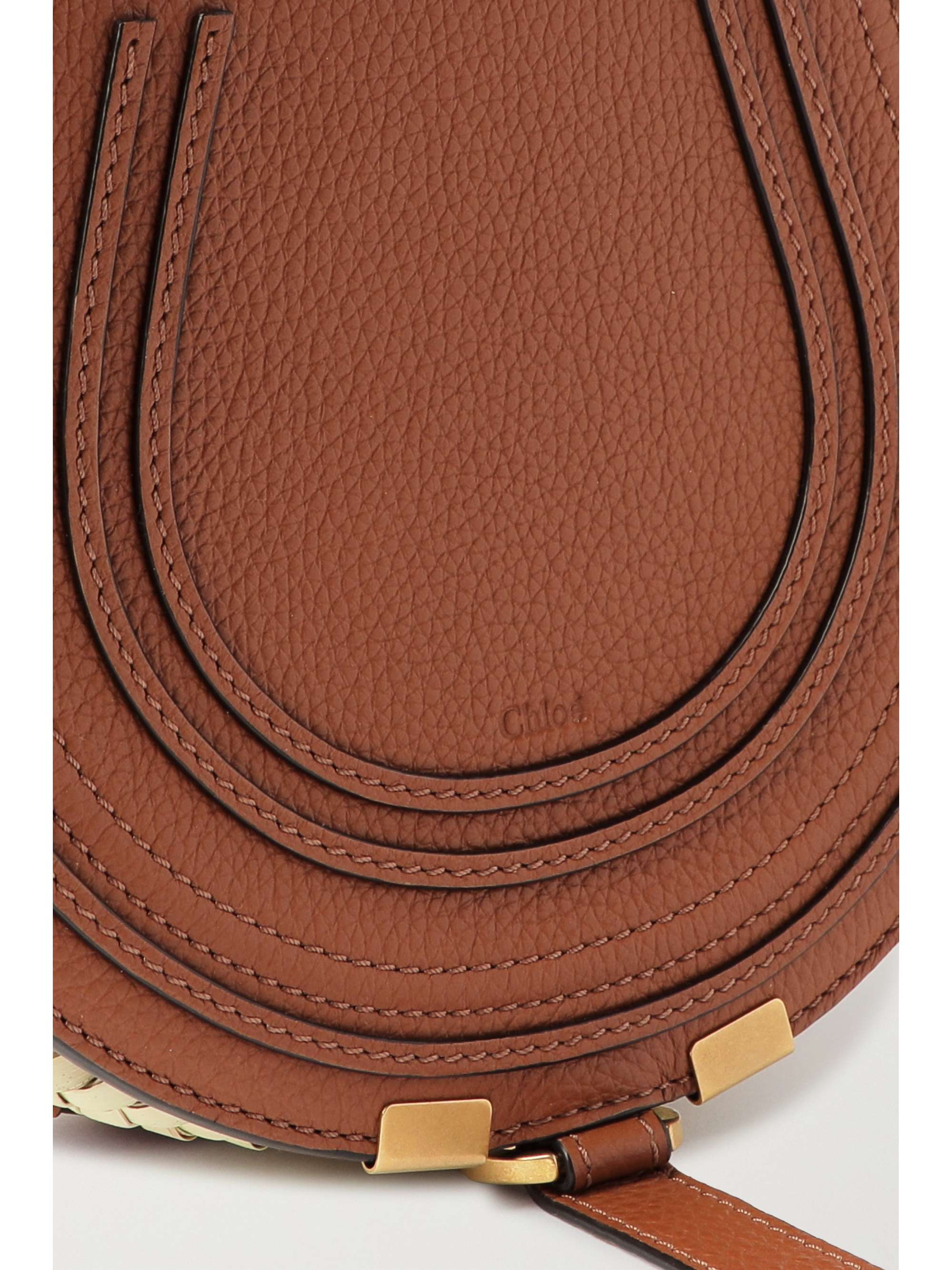 CHLOÉ + NET SUSTAIN Marcie leather and raffia shoulder bag