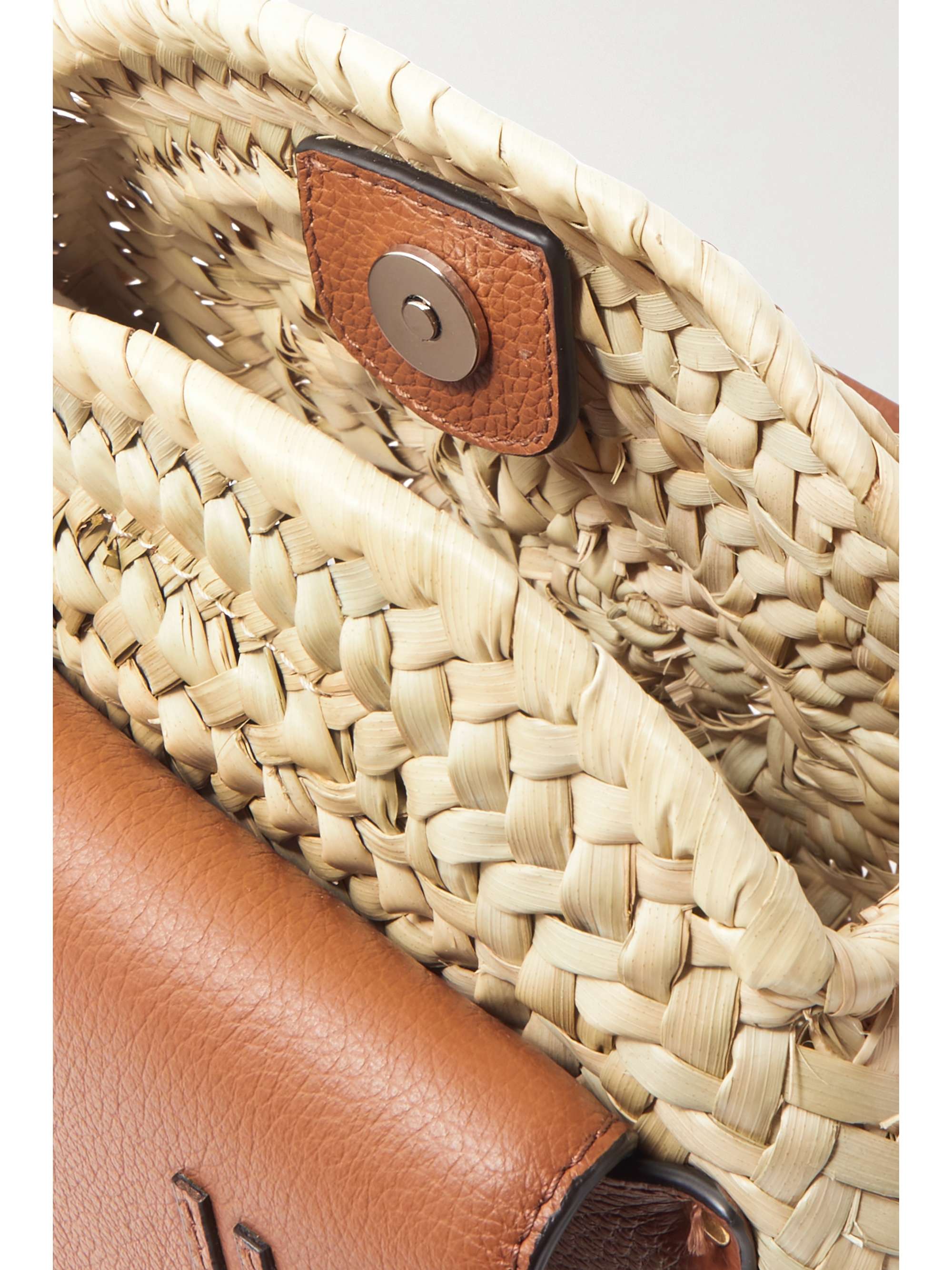 CHLOÉ + NET SUSTAIN Marcie leather and raffia shoulder bag