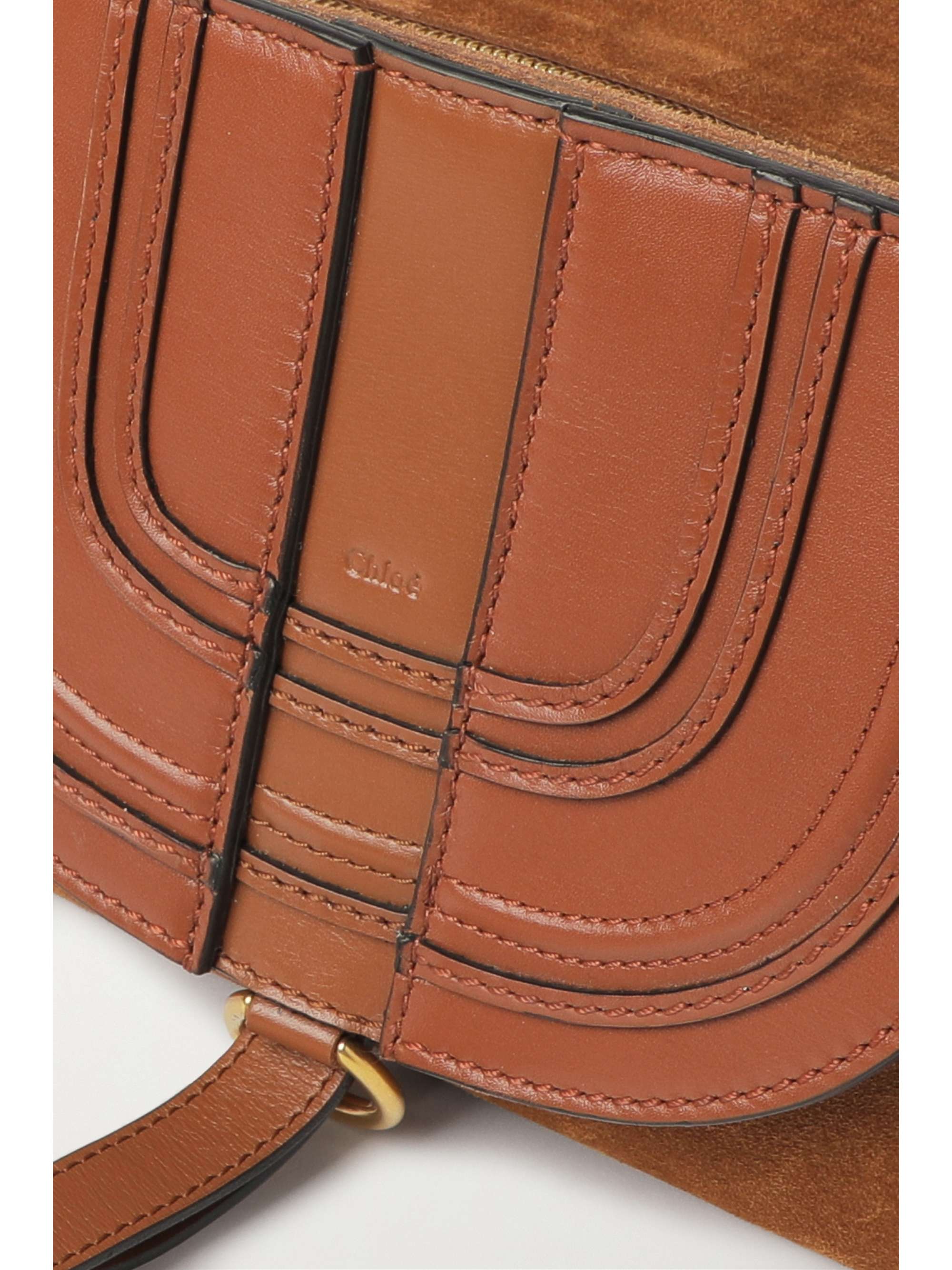 CHLOÉ Marcie tasseled leather and suede shoulder bag