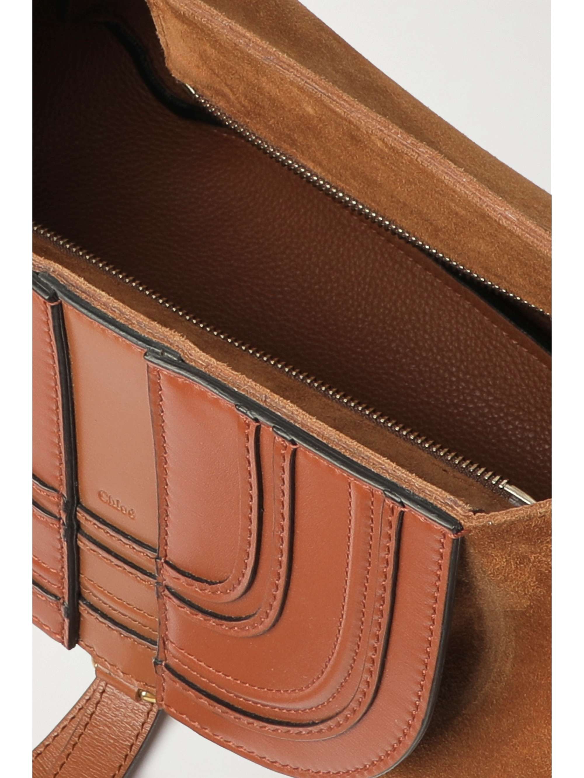 CHLOÉ Marcie tasseled leather and suede shoulder bag