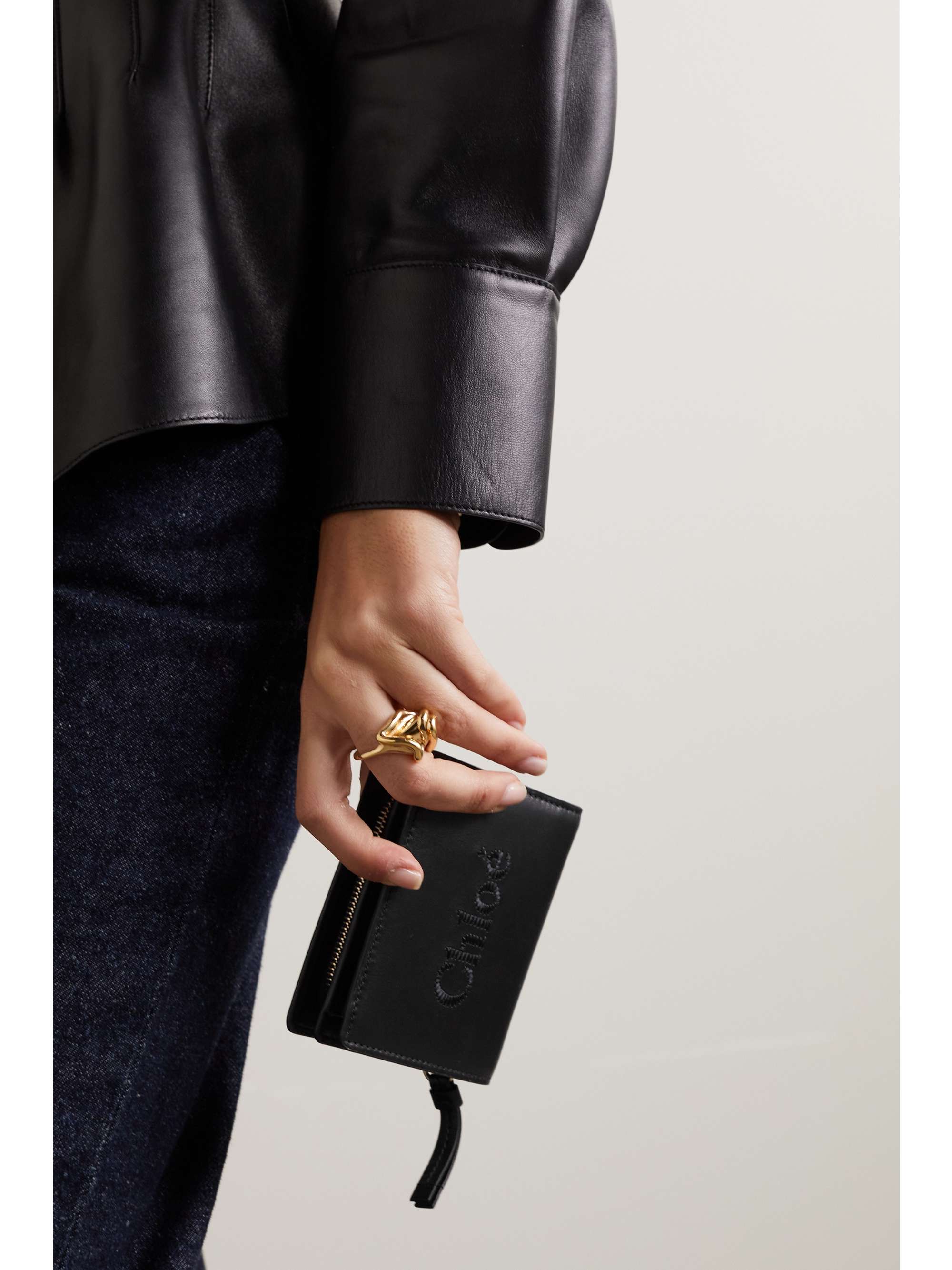 CHLOÉ + NET SUSTAIN embroidered leather wallet