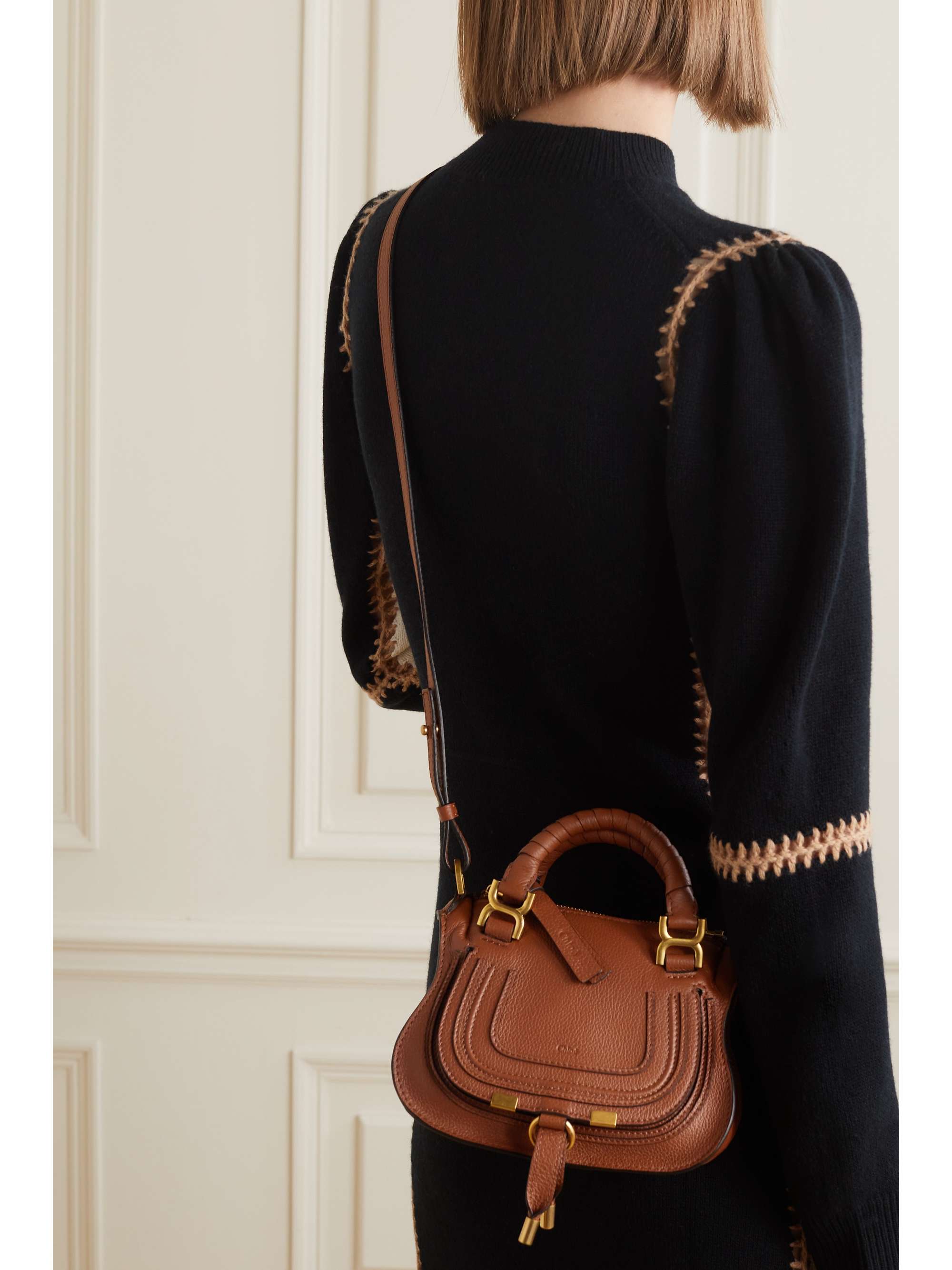 CHLOÉ Marcie テクスチャードレザー ミニ トートバッグ