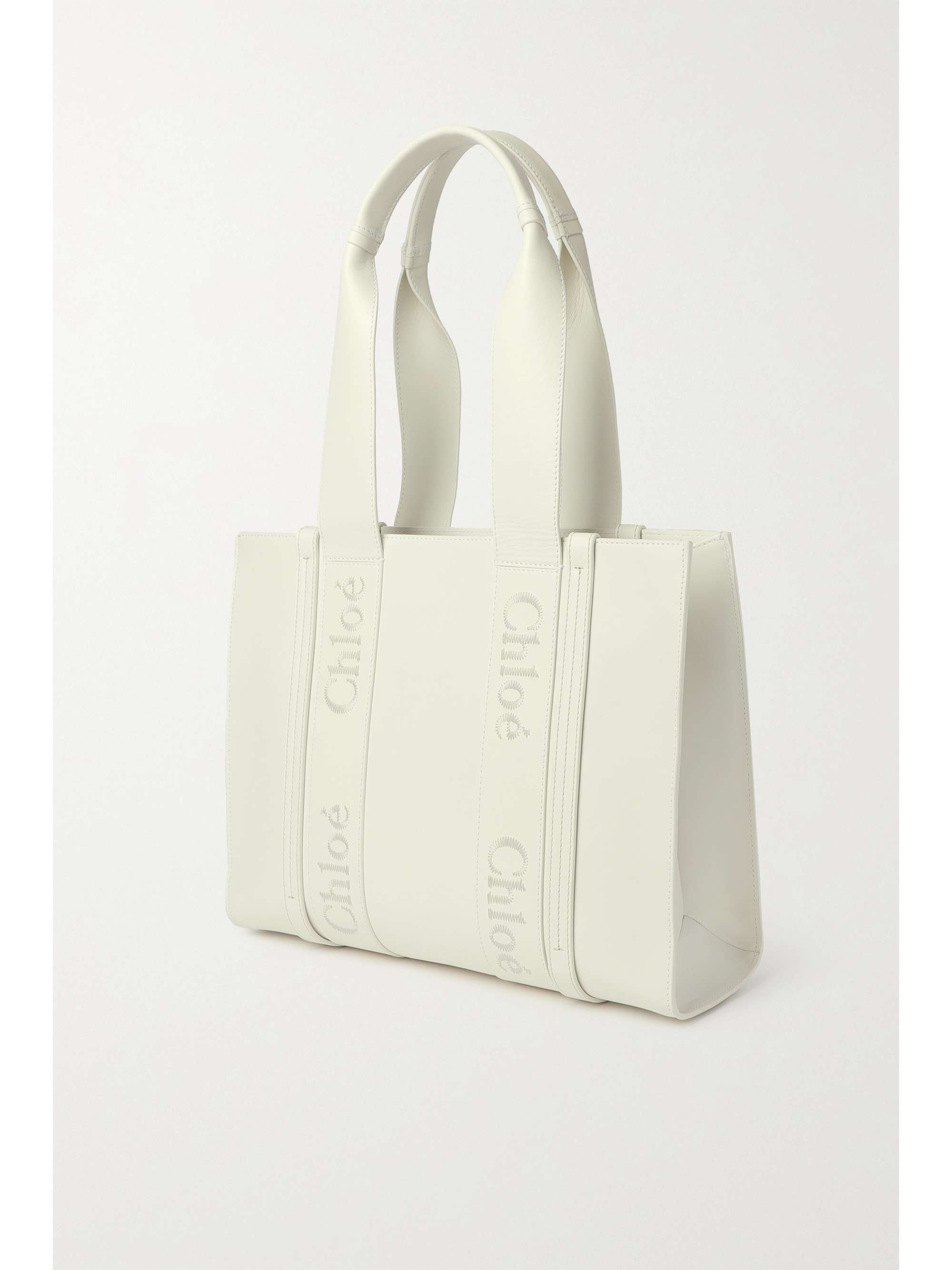 CHLOÉ + NET SUSTAIN Woody medium embroidered leather tote