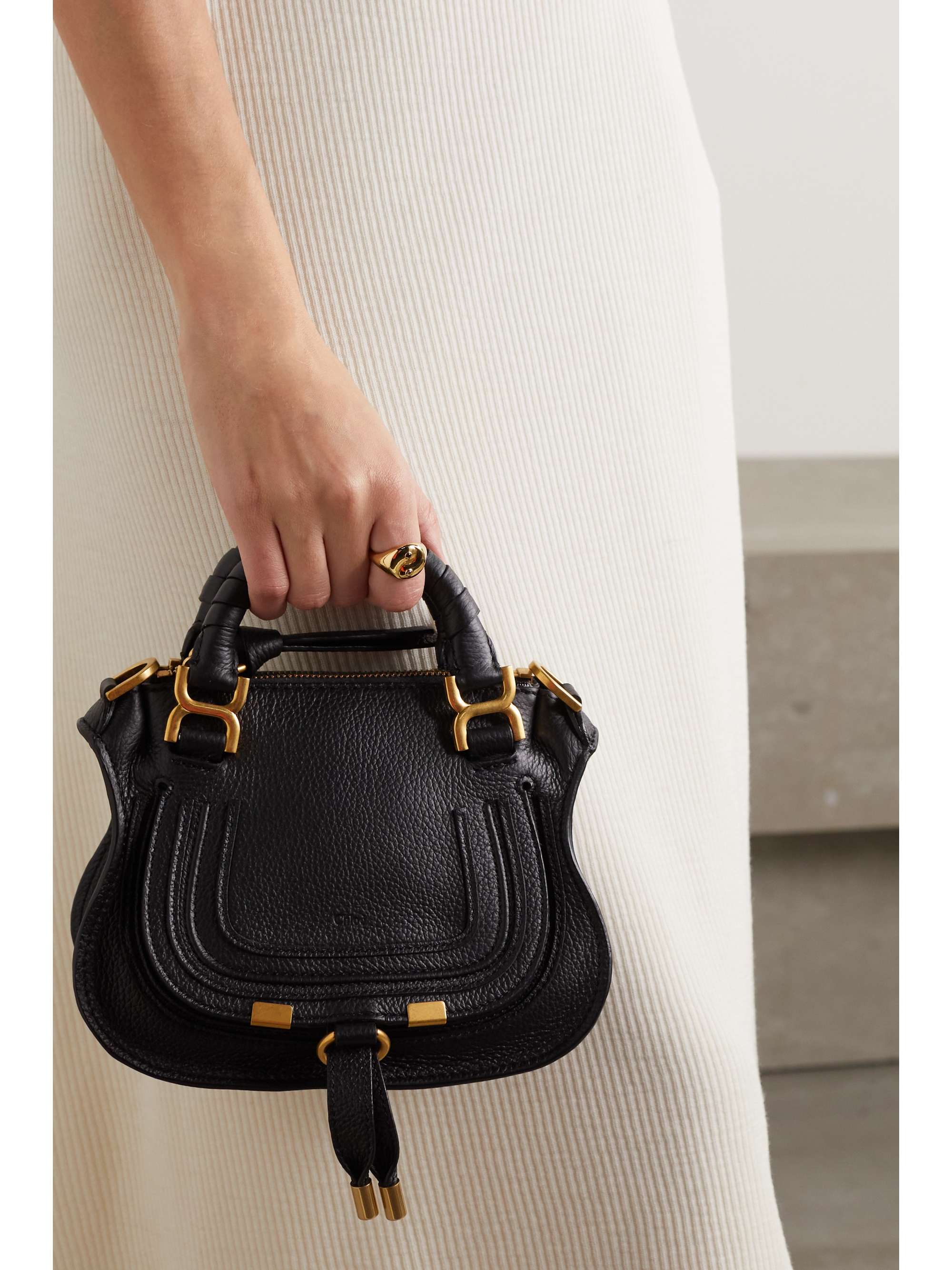 CHLOÉ Marcie テクスチャードレザー ミニ トートバッグ