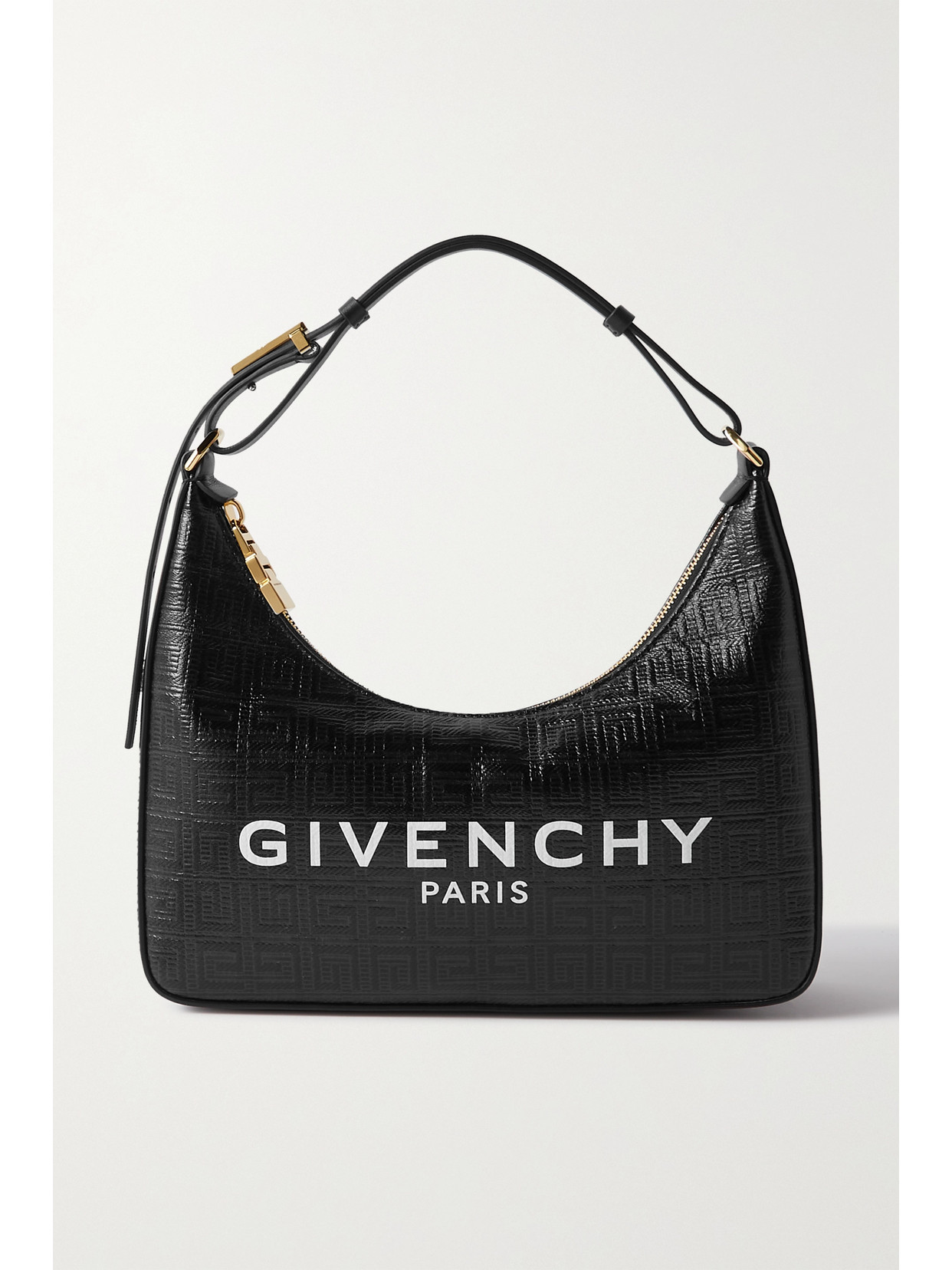 Givenchy - Moon Cut Out Small Printed Leather-trimmed Coated-canvas Shoulder Bag - Black