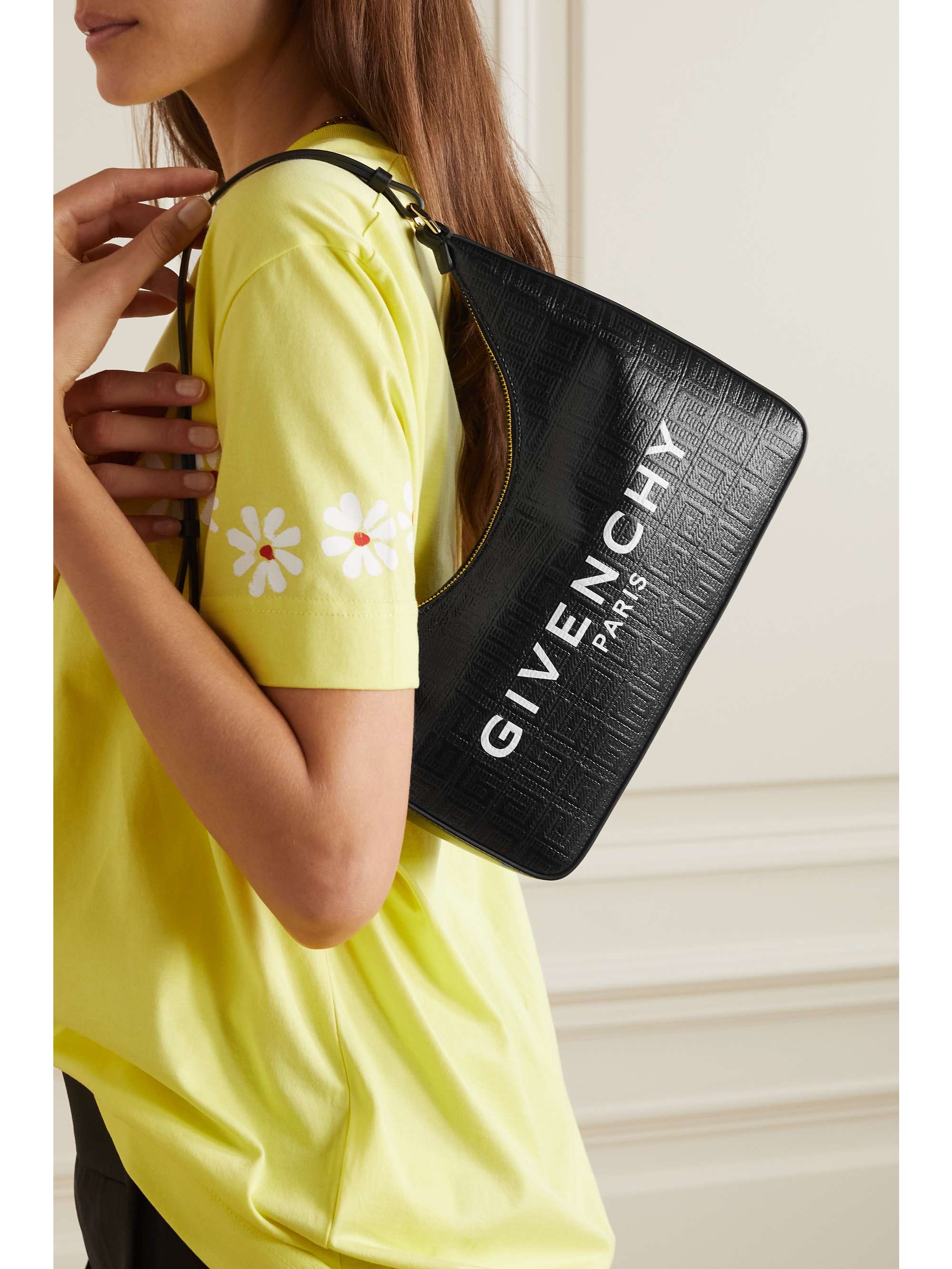 GIVENCHY Sac porté épaule en toile enduite imprimée à finitions en cuir Moon Cut Out Small