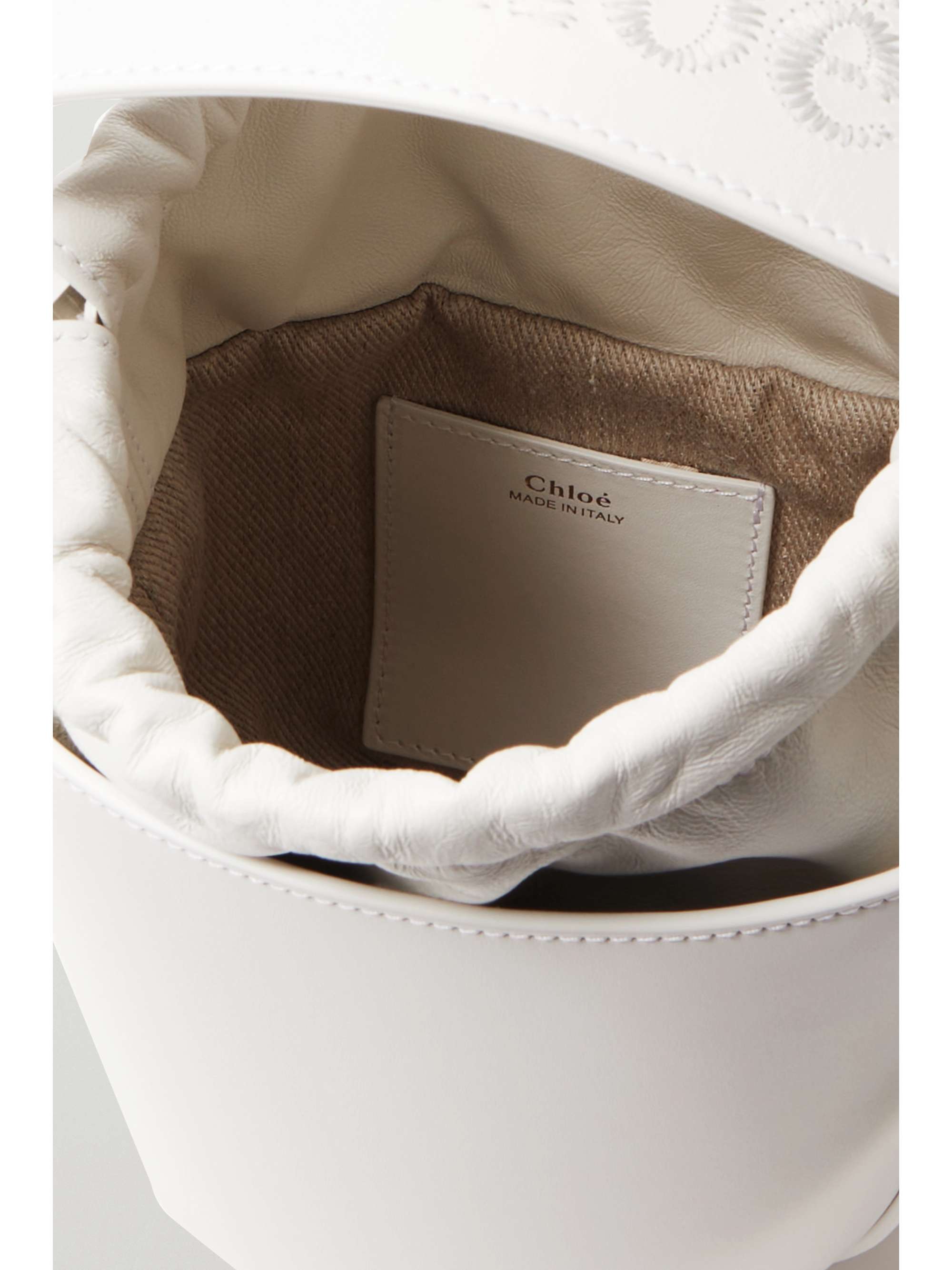 CHLOÉ + NET SUSTAIN Sense embroidered leather bucket bag