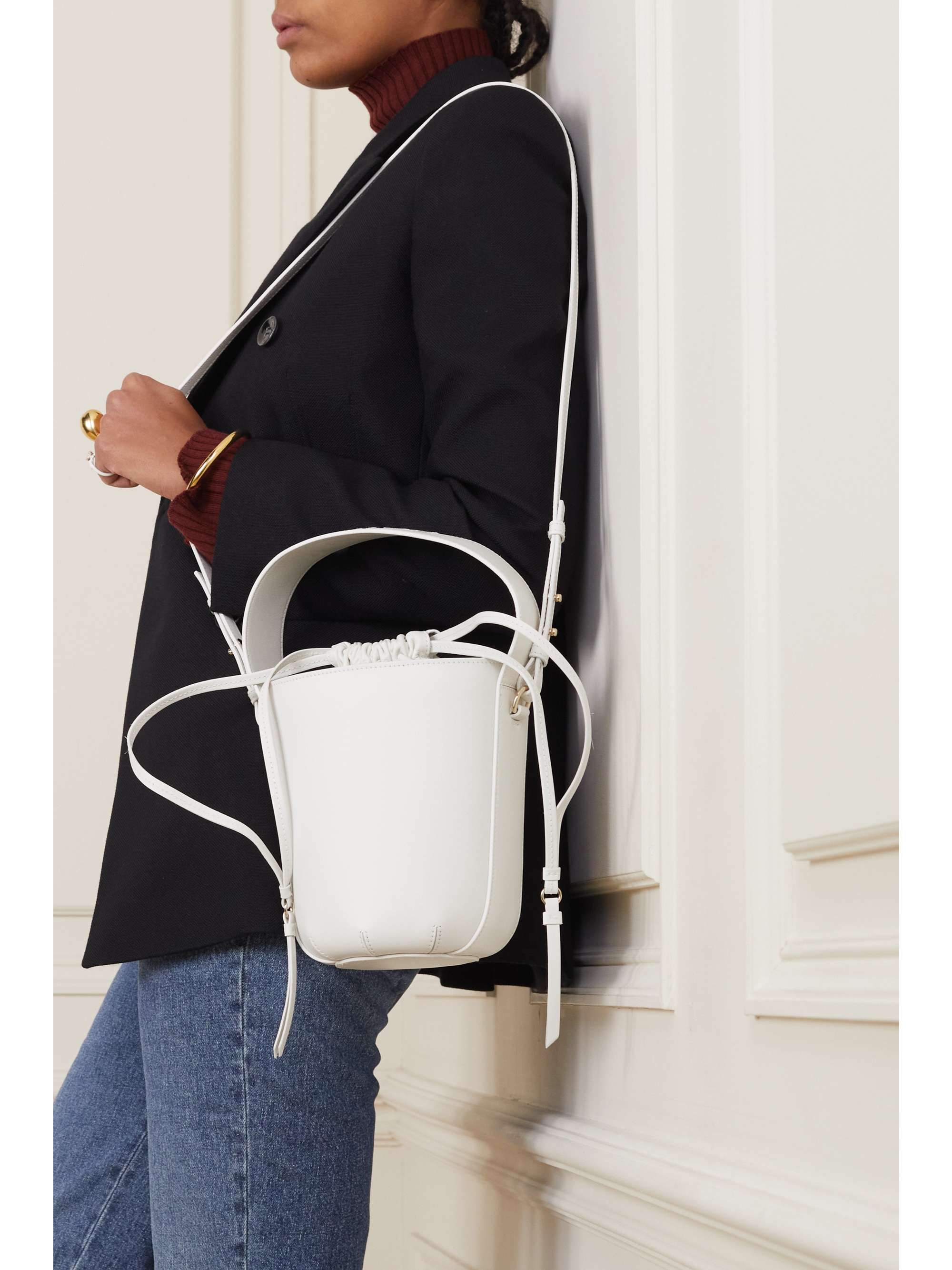 CHLOÉ + NET SUSTAIN Sense embroidered leather bucket bag