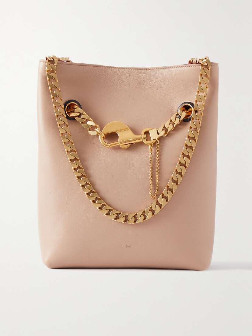 Chloé + Net Sustain Chain-embellished Leather Tote