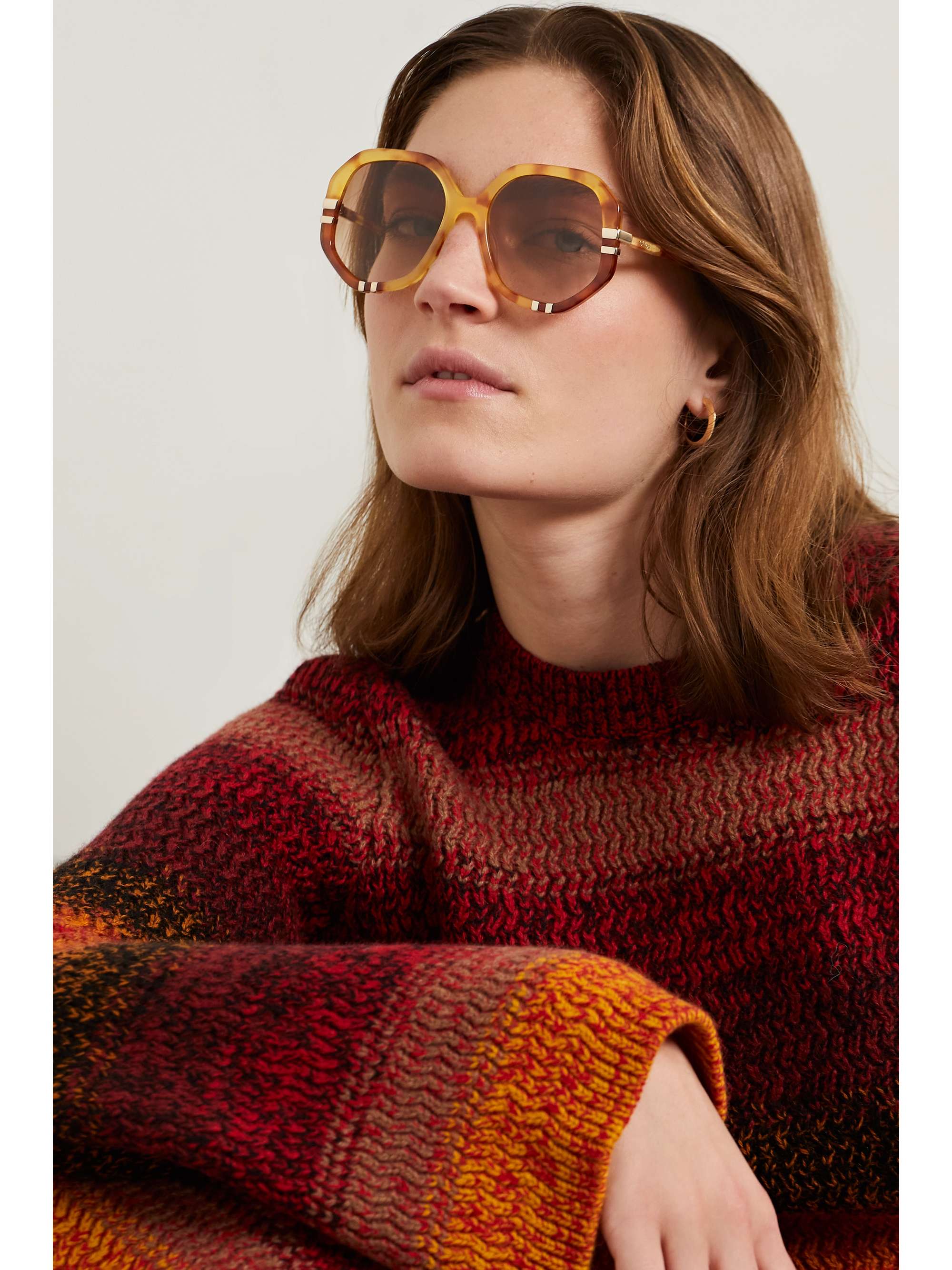 CHLOÉ EYEWEAR Lunettes de soleil rondes oversize en bio-acétate effet écaille