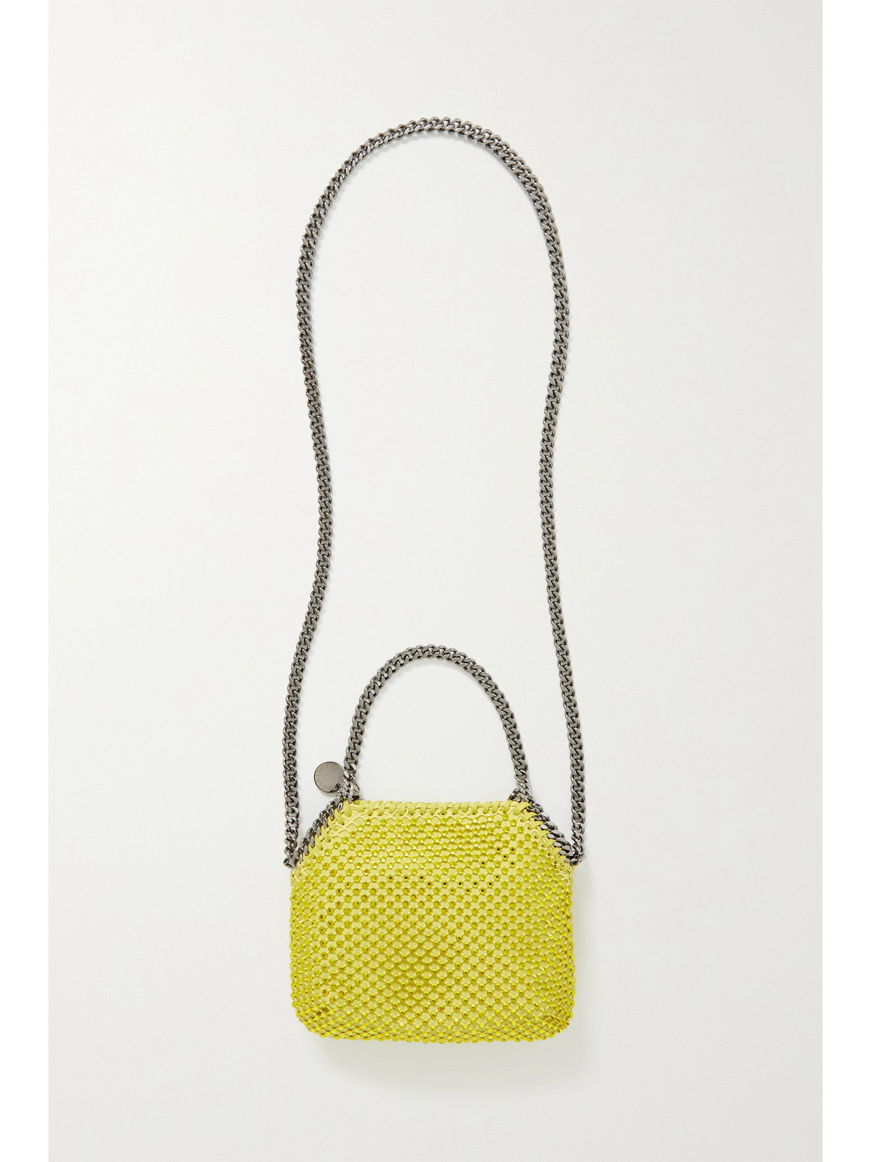 Stella McCartney - The Falabella Mini Crystal-embellished Mesh And Satin Shoulder Bag - Yellow