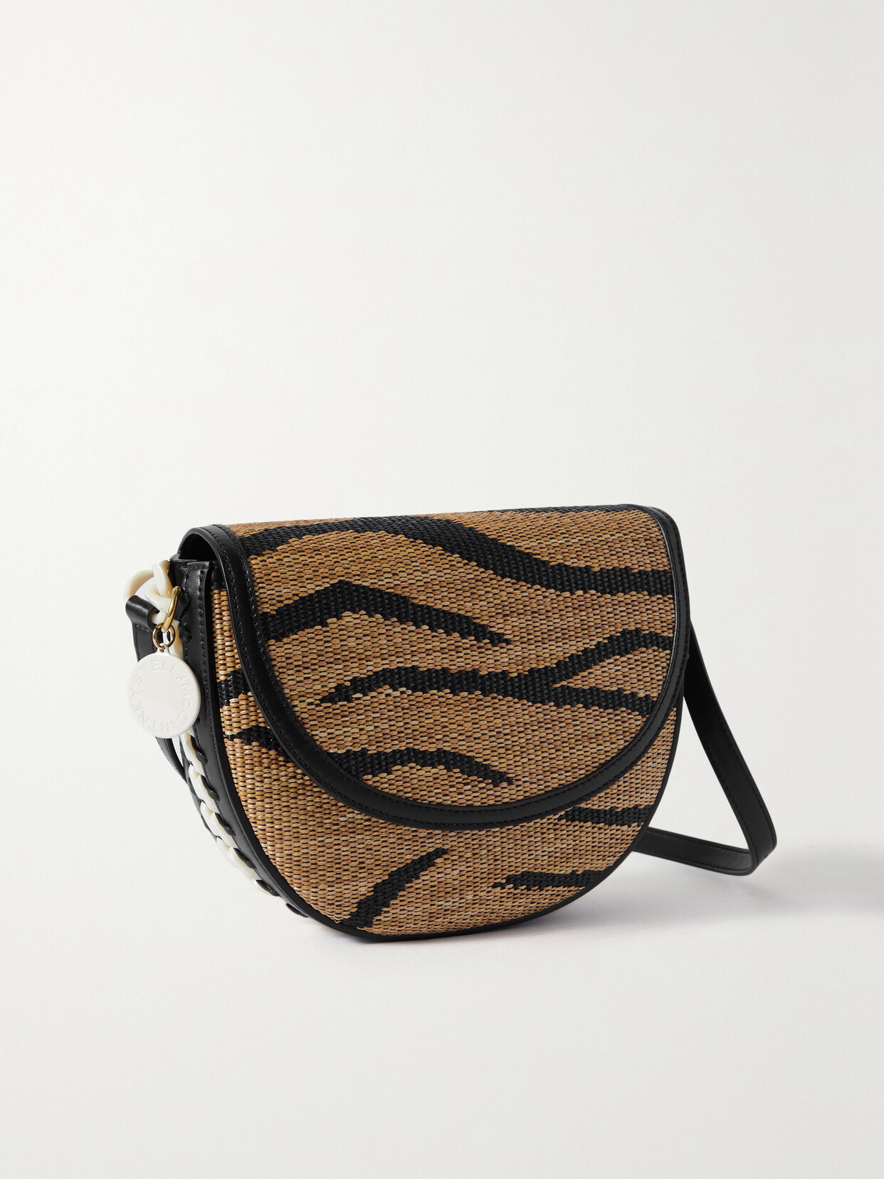 Stella McCartney - Vegetarian Leather-trimmed Raffia Shoulder Bag - Brown