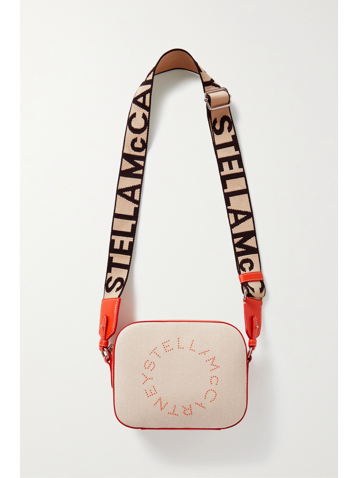 Stella McCartney - Embellished Vegetarian Leather-trimmed Cotton-canvas Camera Bag - Neutrals