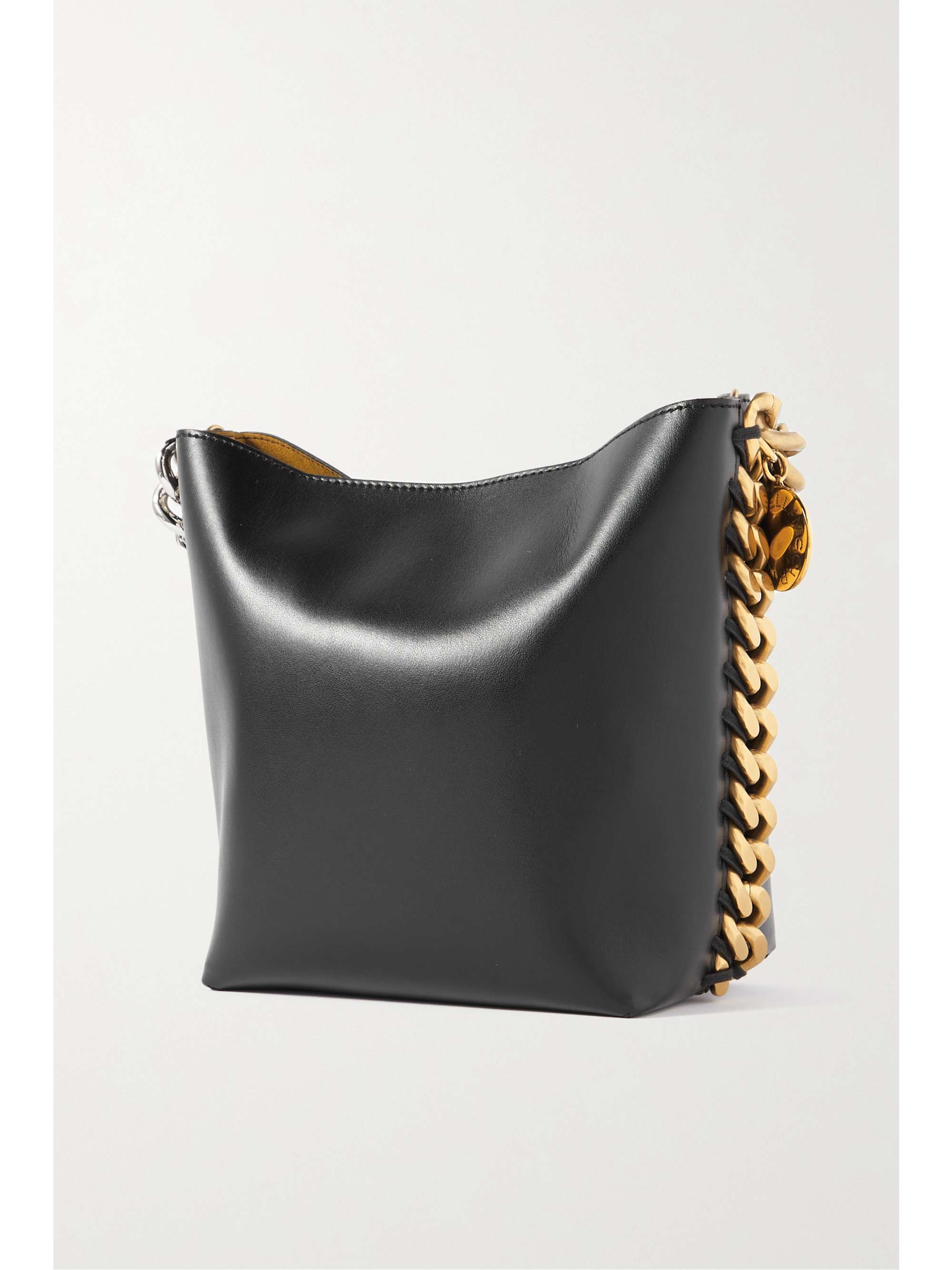 STELLA MCCARTNEY Frayme chain-trimmed vegetarian leather bucket bag