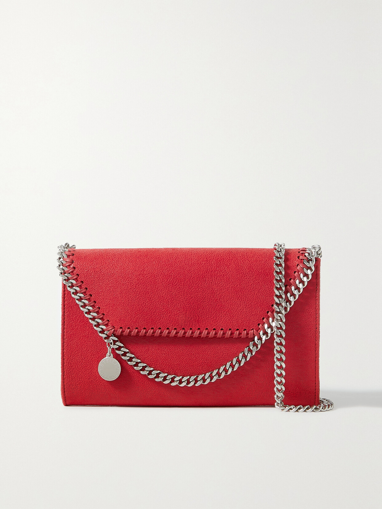 Stella McCartney - Falabella Mini Vegetarian Brushed-leather Shoulder Bag - Red