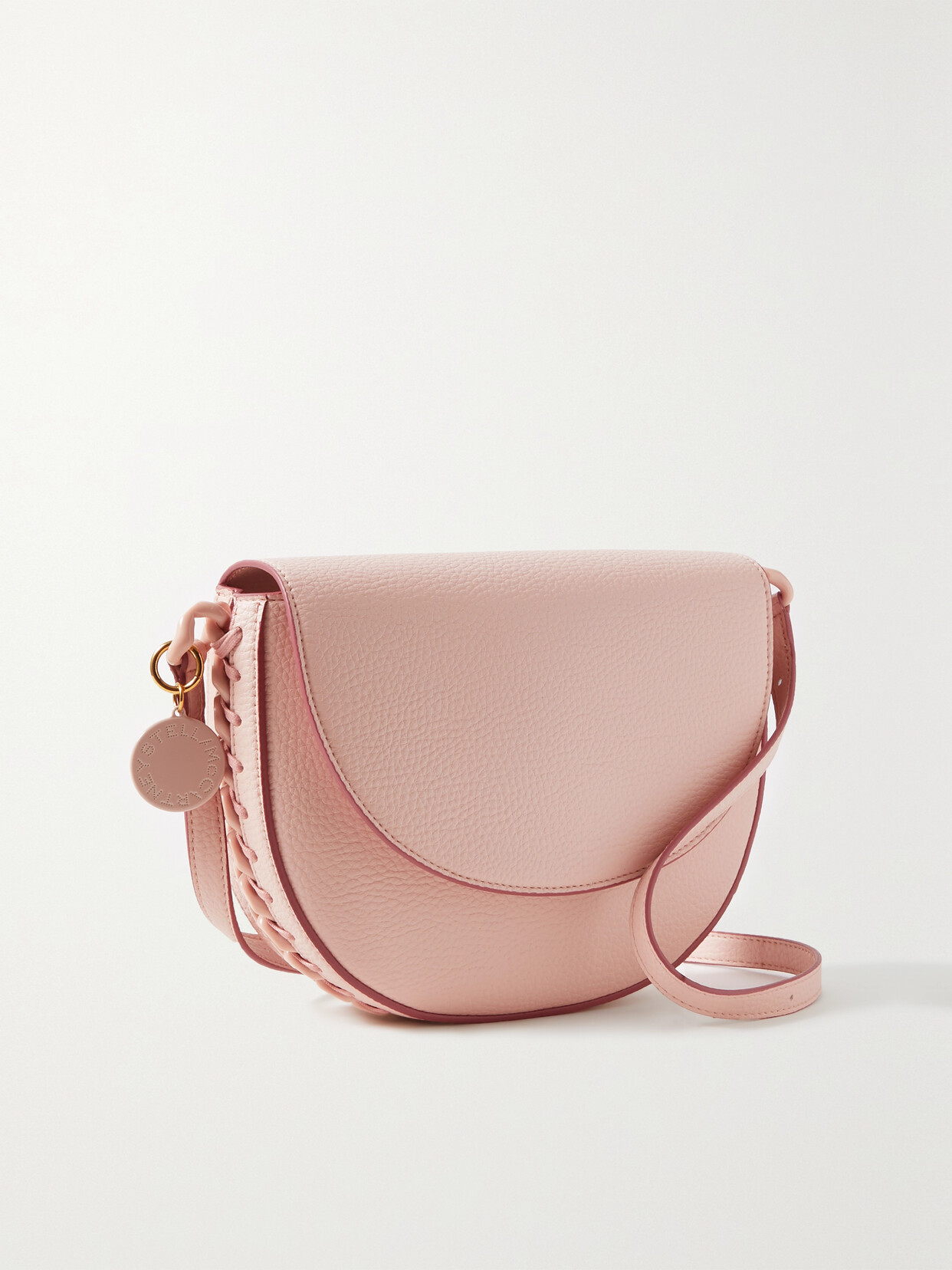 Stella McCartney - Frayme Flap Medium Vegetarian Textured-leather Shoulder Bag - Pink