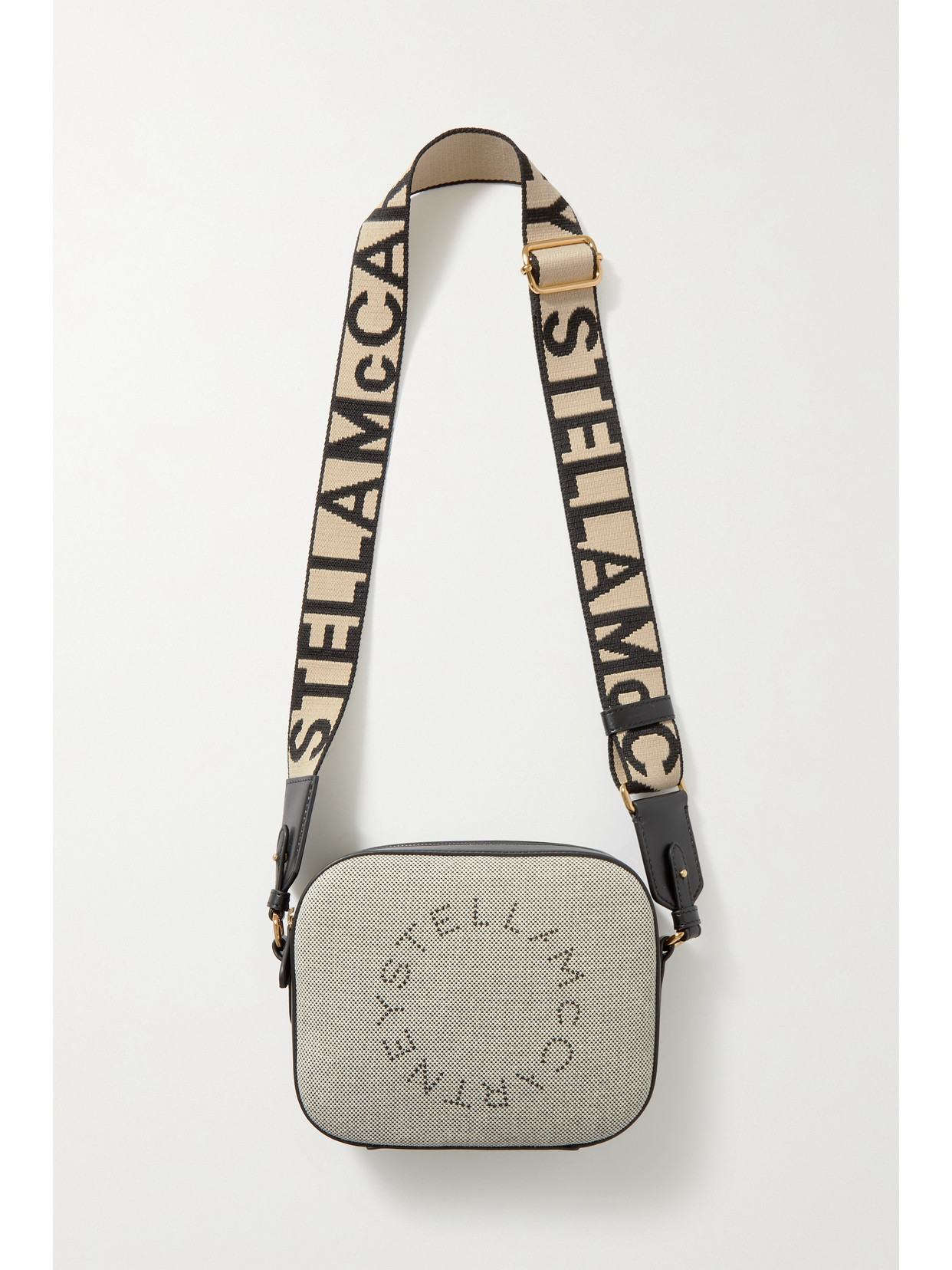 Stella McCartney - Embellished Vegetarian Leather-trimmed Cotton-canvas Camera Bag - Black