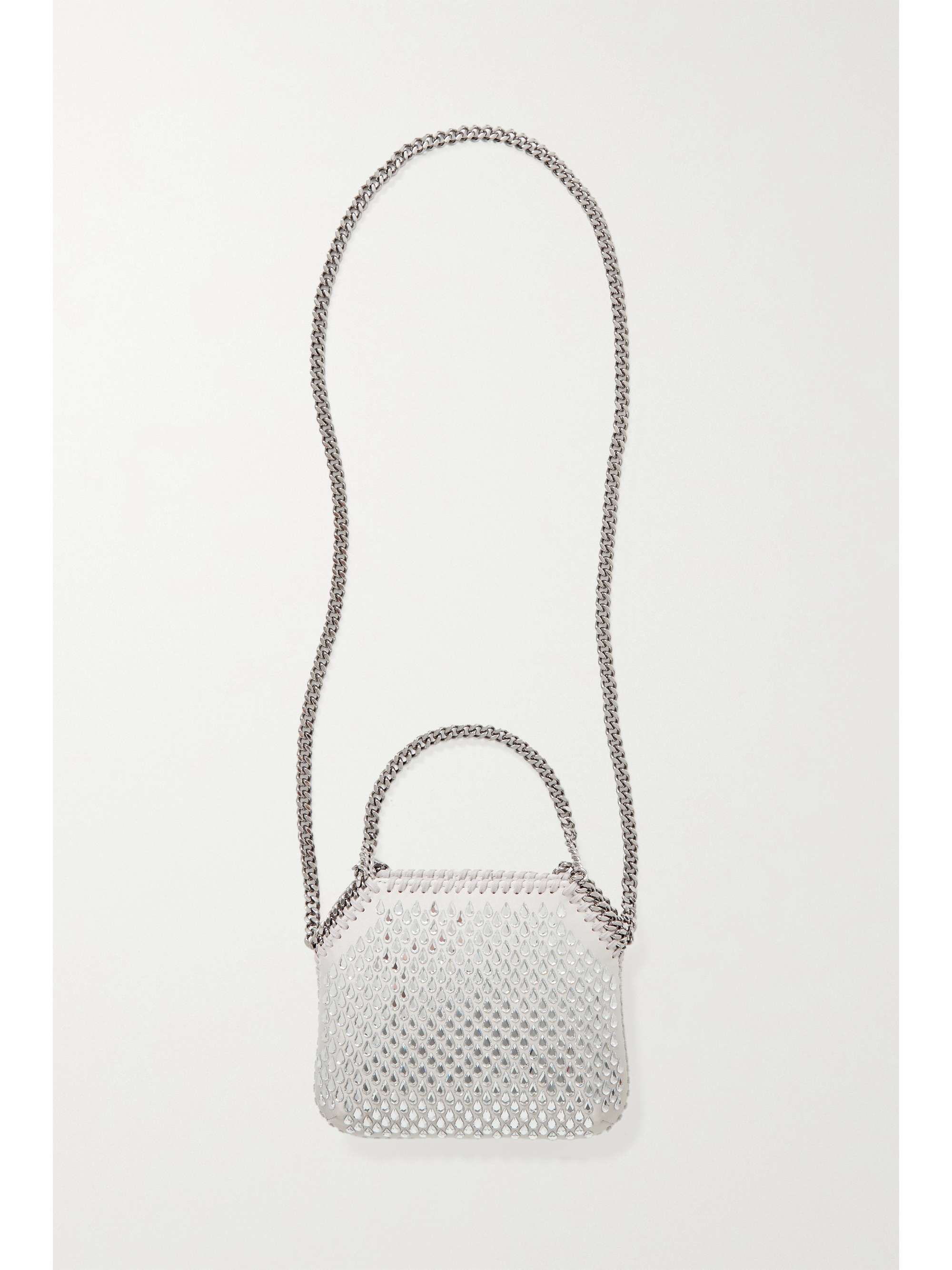Silver The Falabella mini crystalembellished mesh and satin shoulder