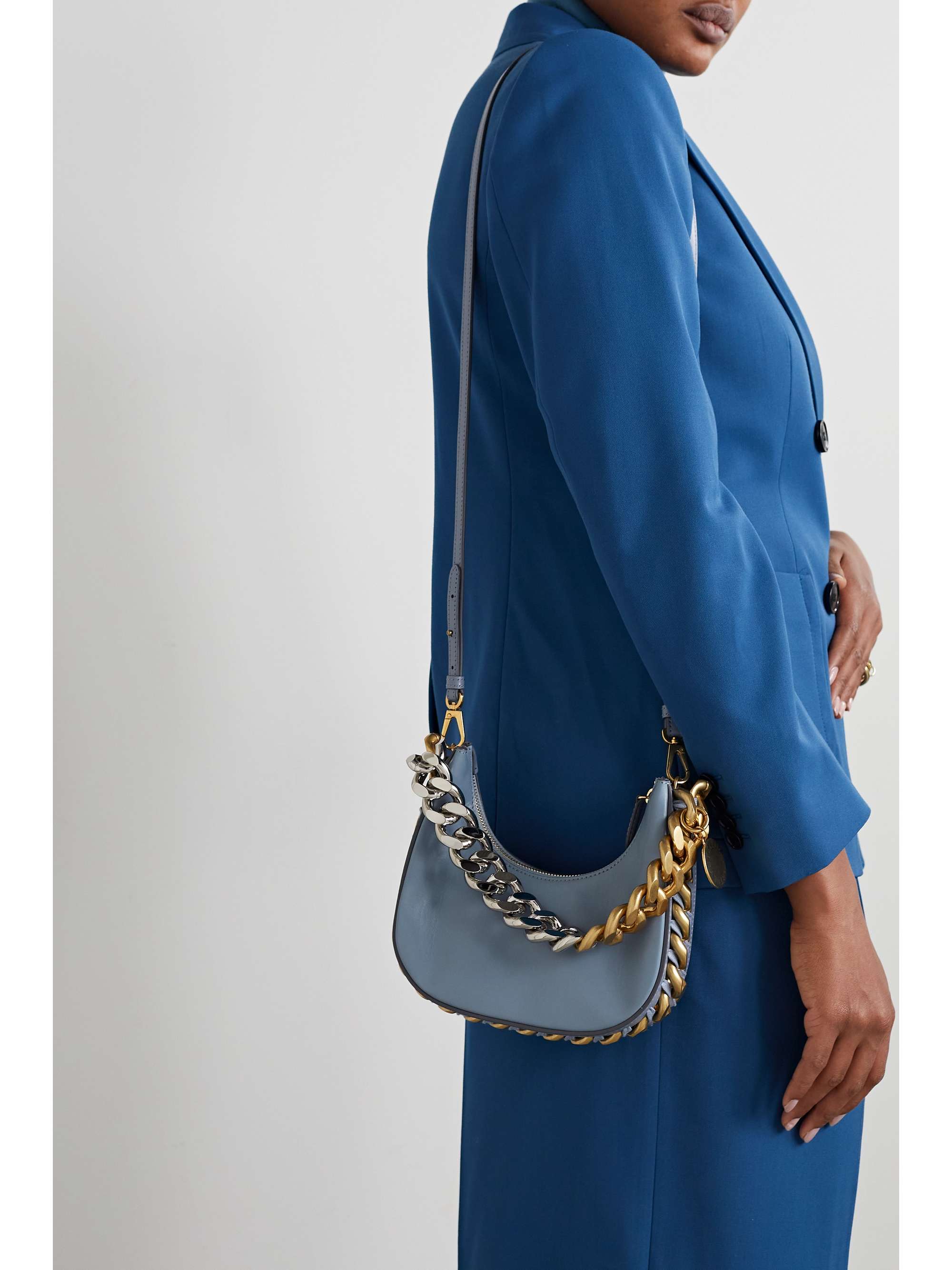 STELLA MCCARTNEY Frayme chain-trimmed vegetarian leather shoulder bag