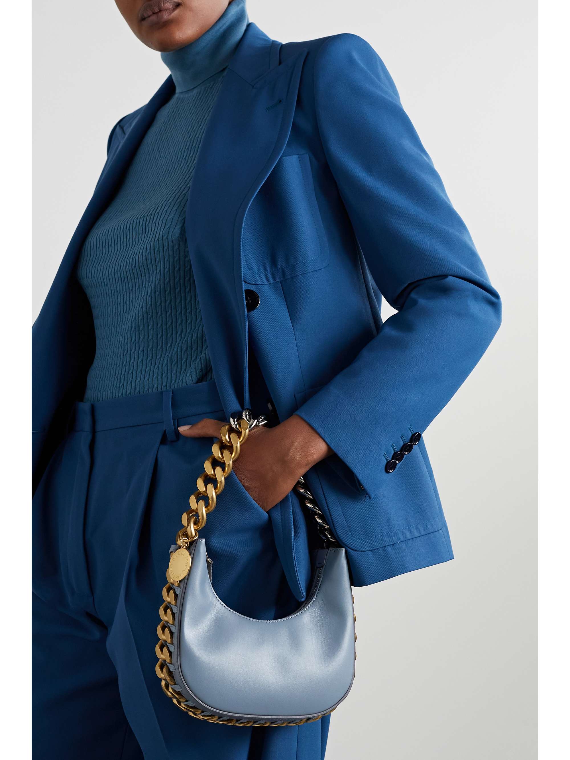 STELLA MCCARTNEY Frayme chain-trimmed vegetarian leather shoulder bag