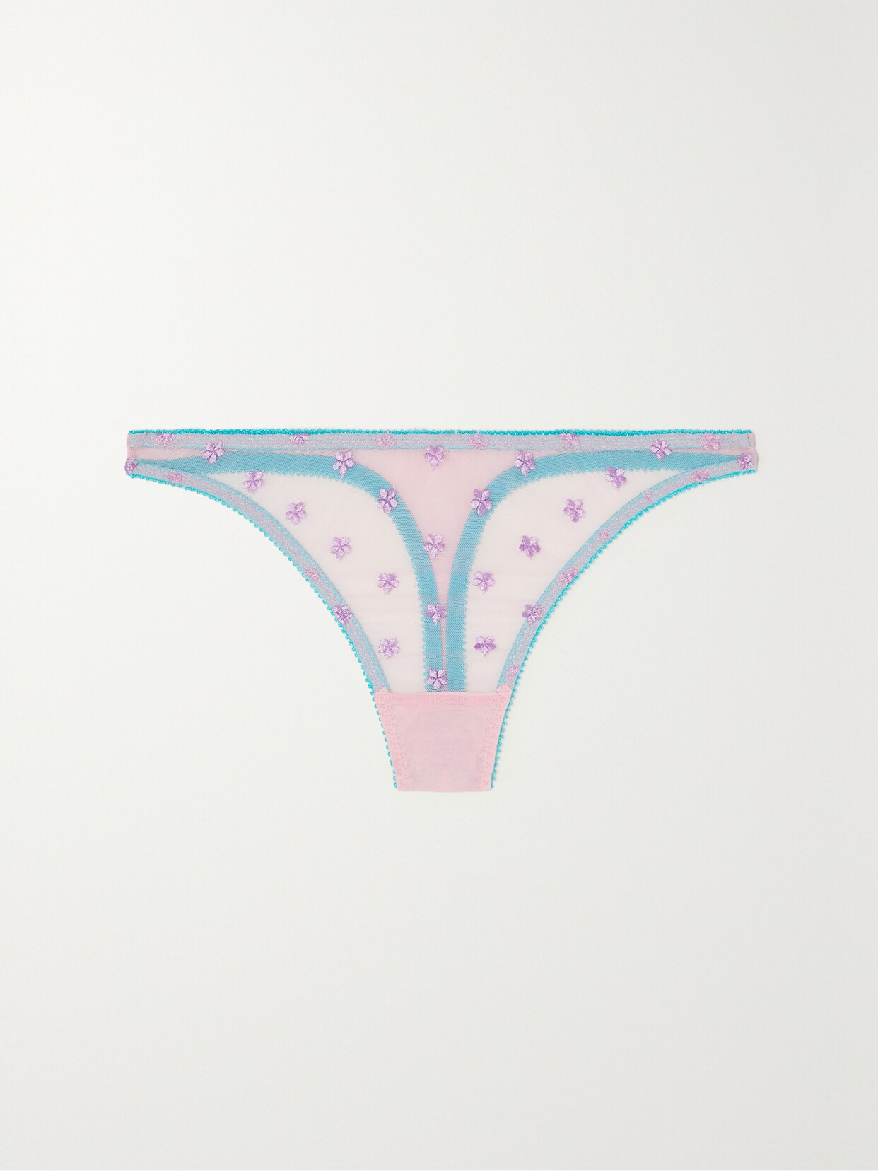 Dora Larsen - + Net Sustain Beth Embroidered Recycled-tulle Thong - Pink