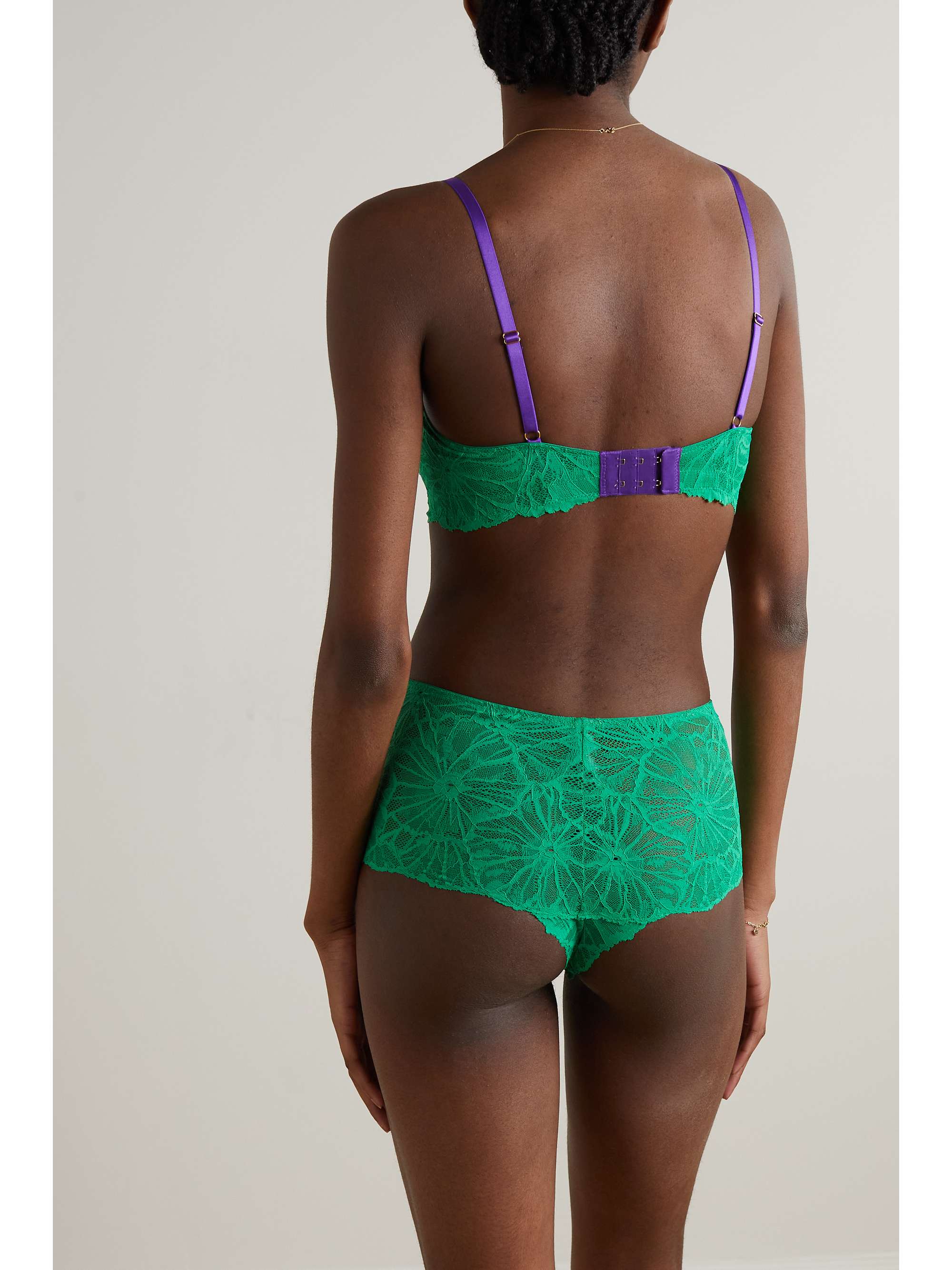 DORA LARSEN + NET SUSTAIN Mia recycled-lace underwired balconette bra