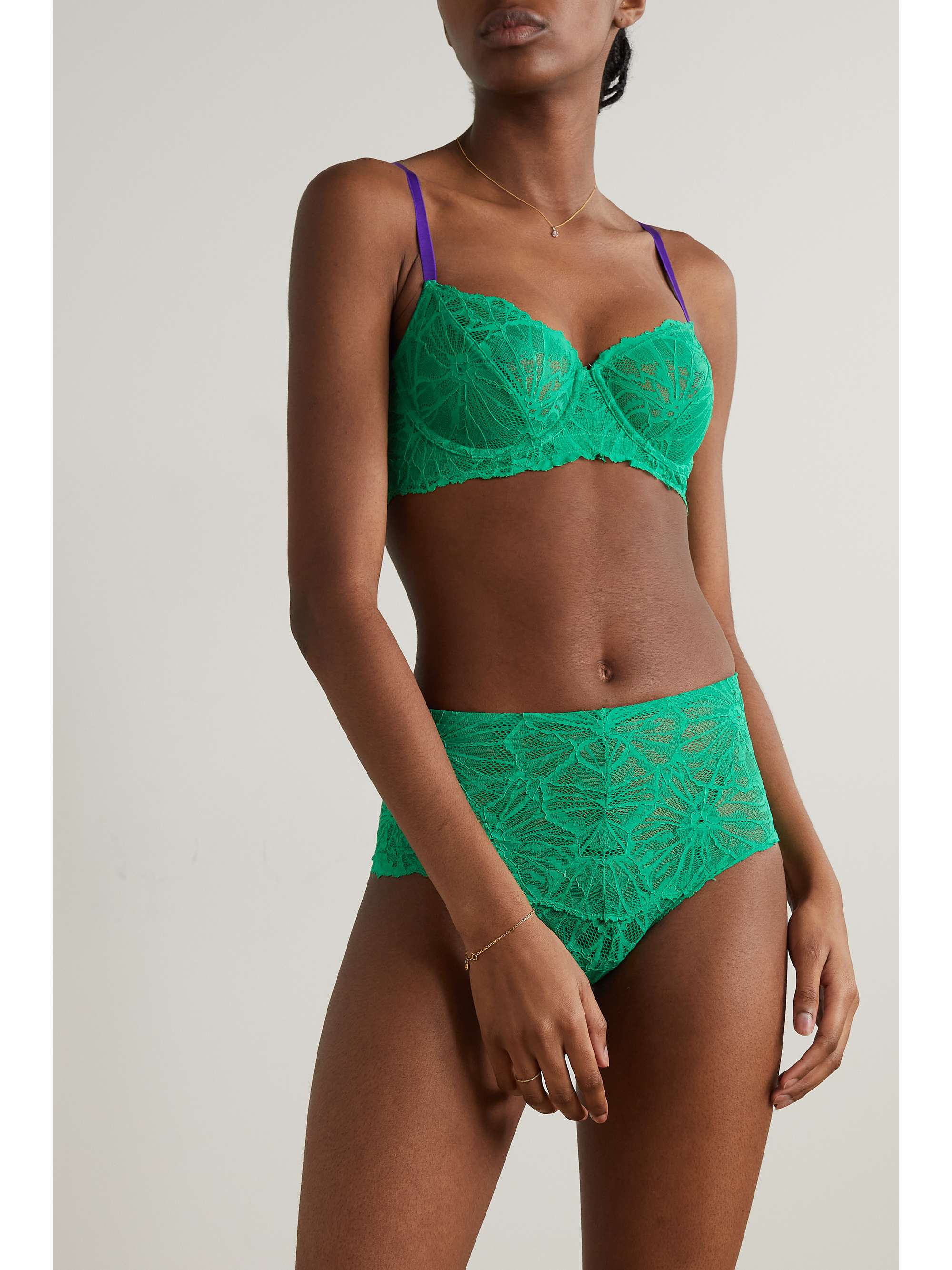 DORA LARSEN + NET SUSTAIN Mia recycled-lace underwired balconette bra