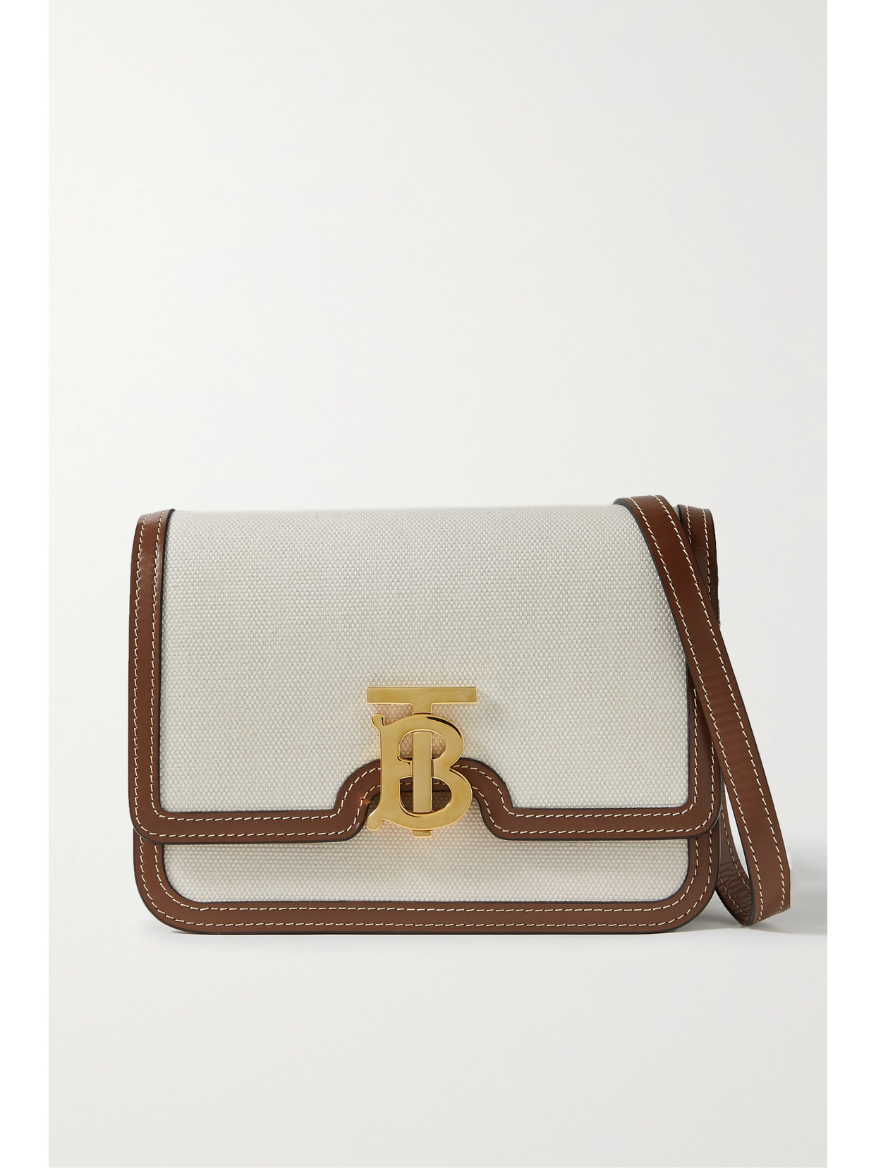 Burberry - Mini Leather-trimmed Canvas Shoulder Bag - Cream