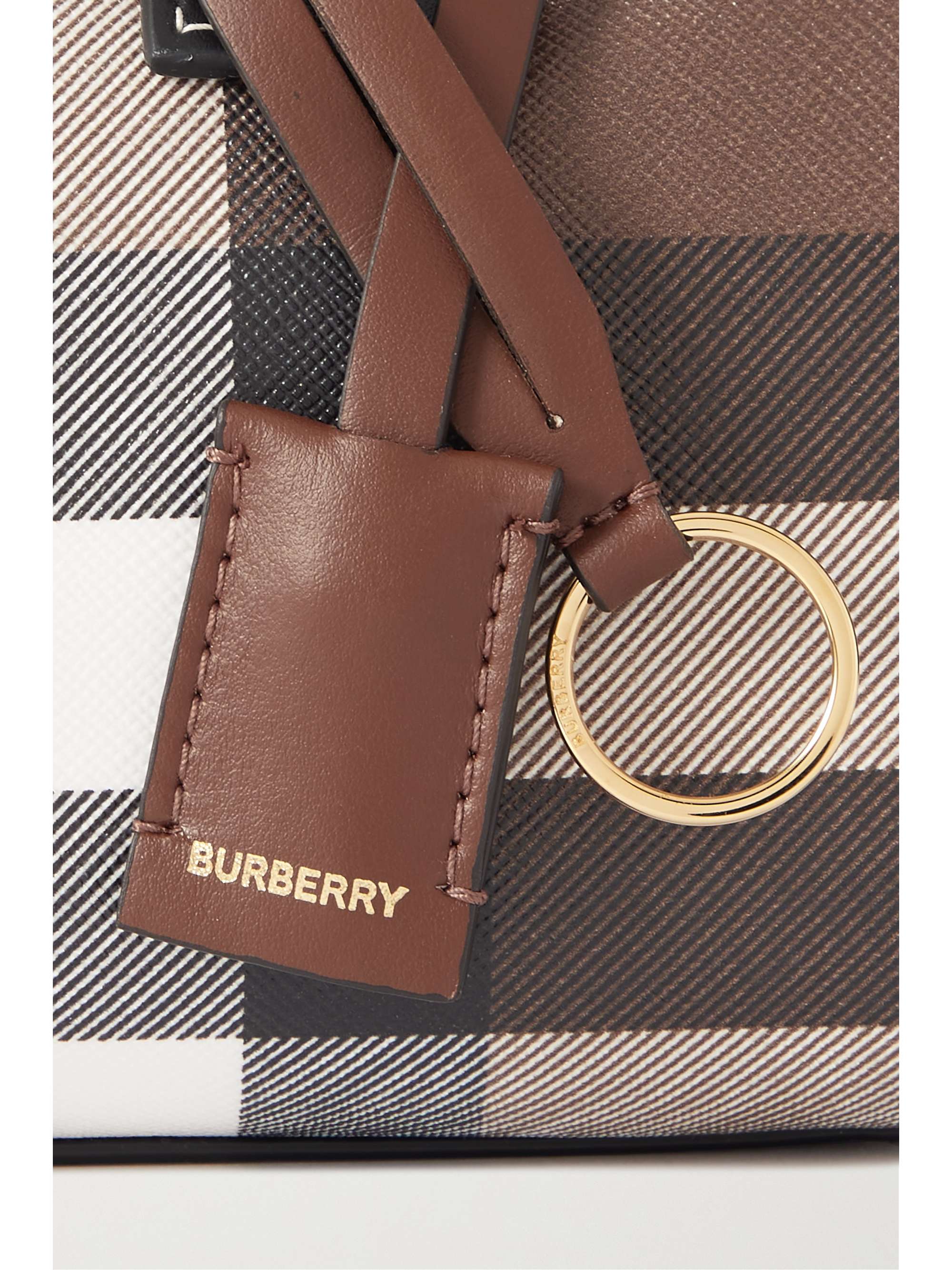 BURBERRY Leather-trimmed checked coated-canvas tote