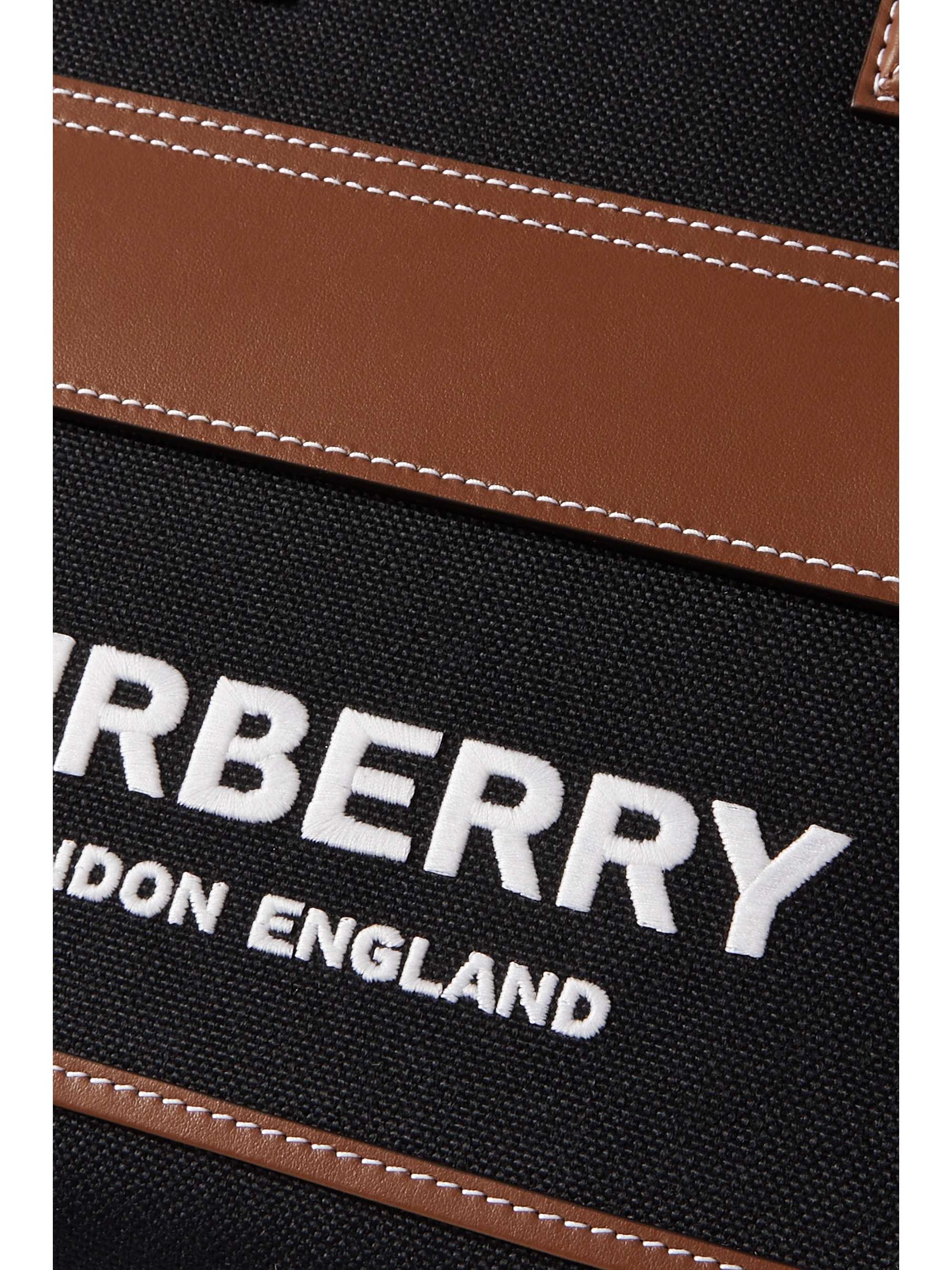 BURBERRY Small leather-trimmed printed canvas tote
