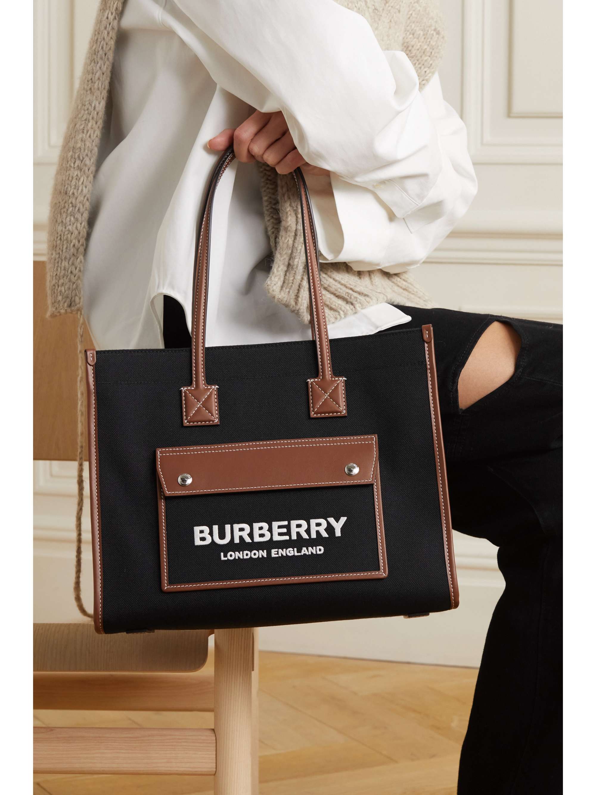 BURBERRY embroidered canvas tote |