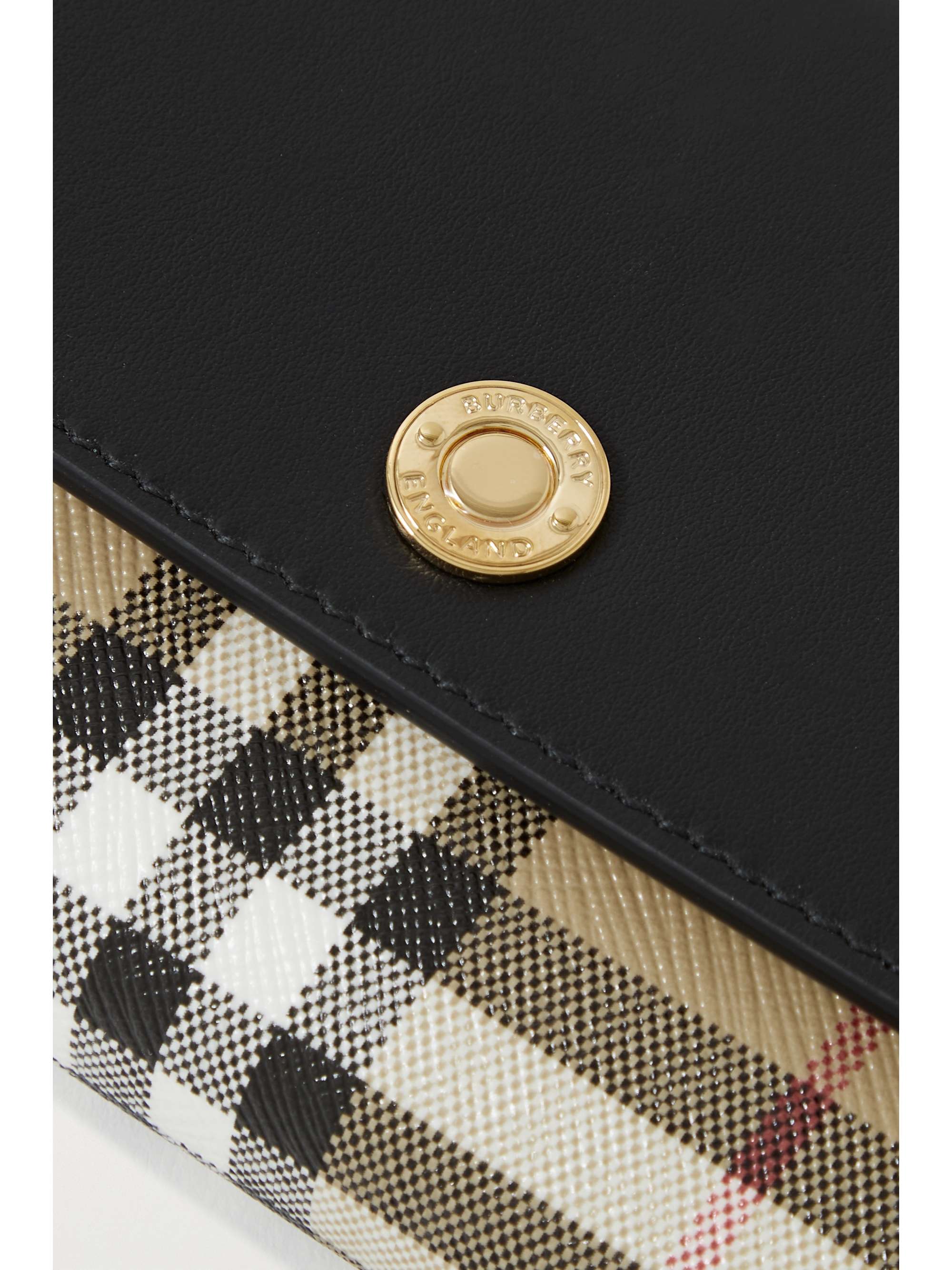 BURBERRY Leather and checked coated-canvas wallet