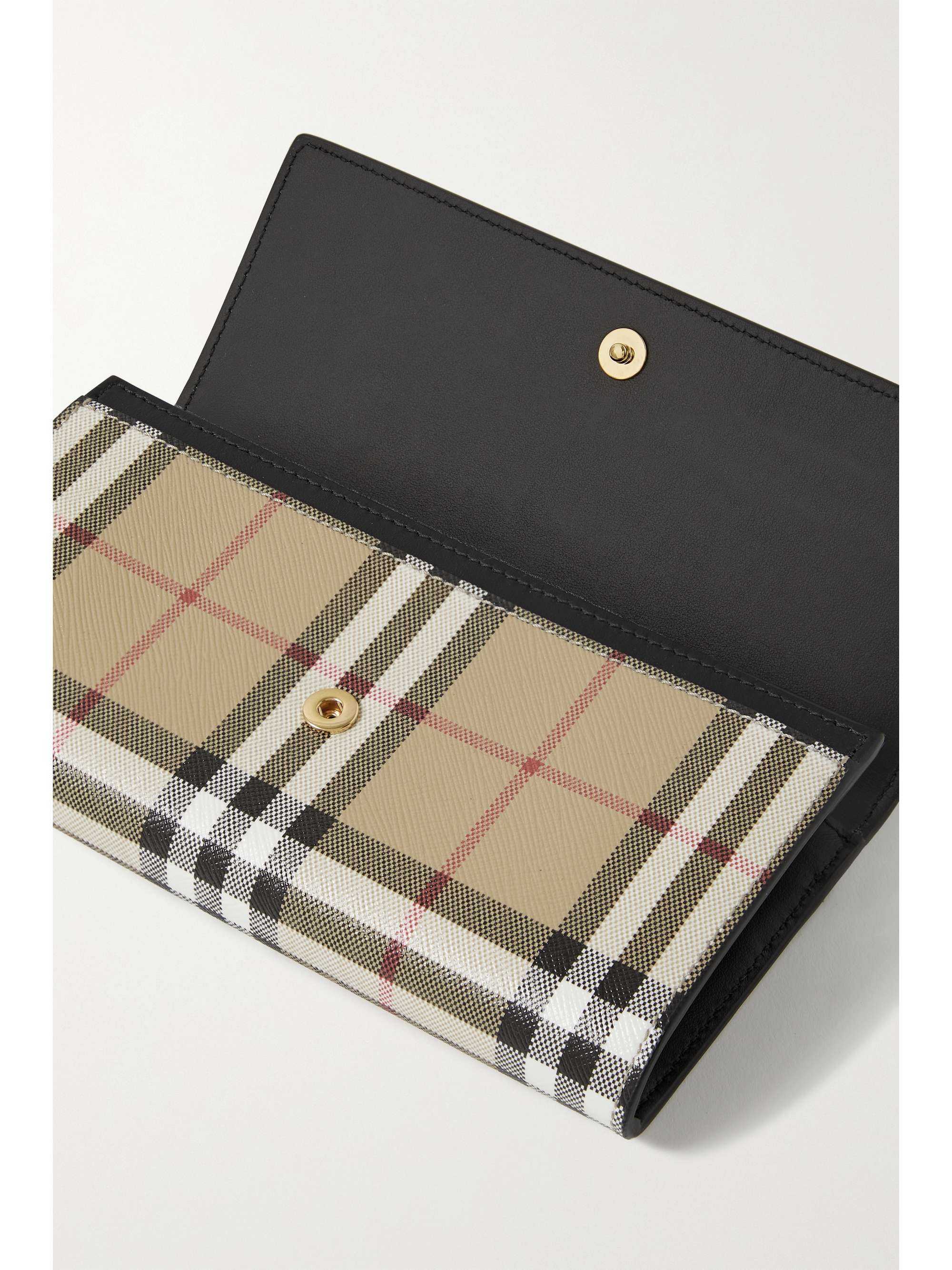 BURBERRY Leather and checked coated-canvas wallet