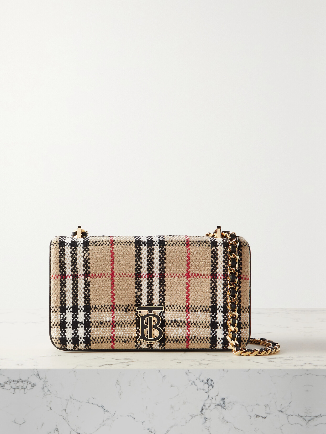 Burberry - Vintage Check Cotton-blend Bouclé Tweed Shoulder Bag - Neutrals