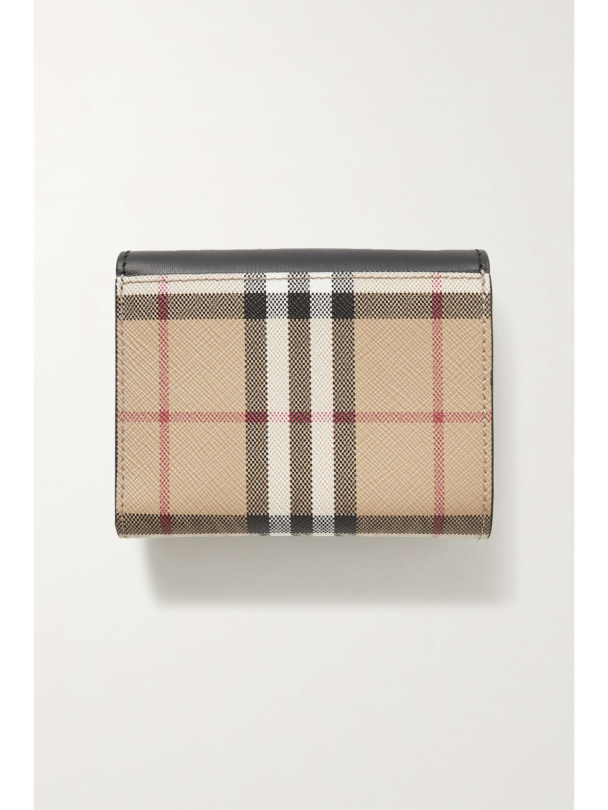 BURBERRY Leather and checked coated-canvas wallet