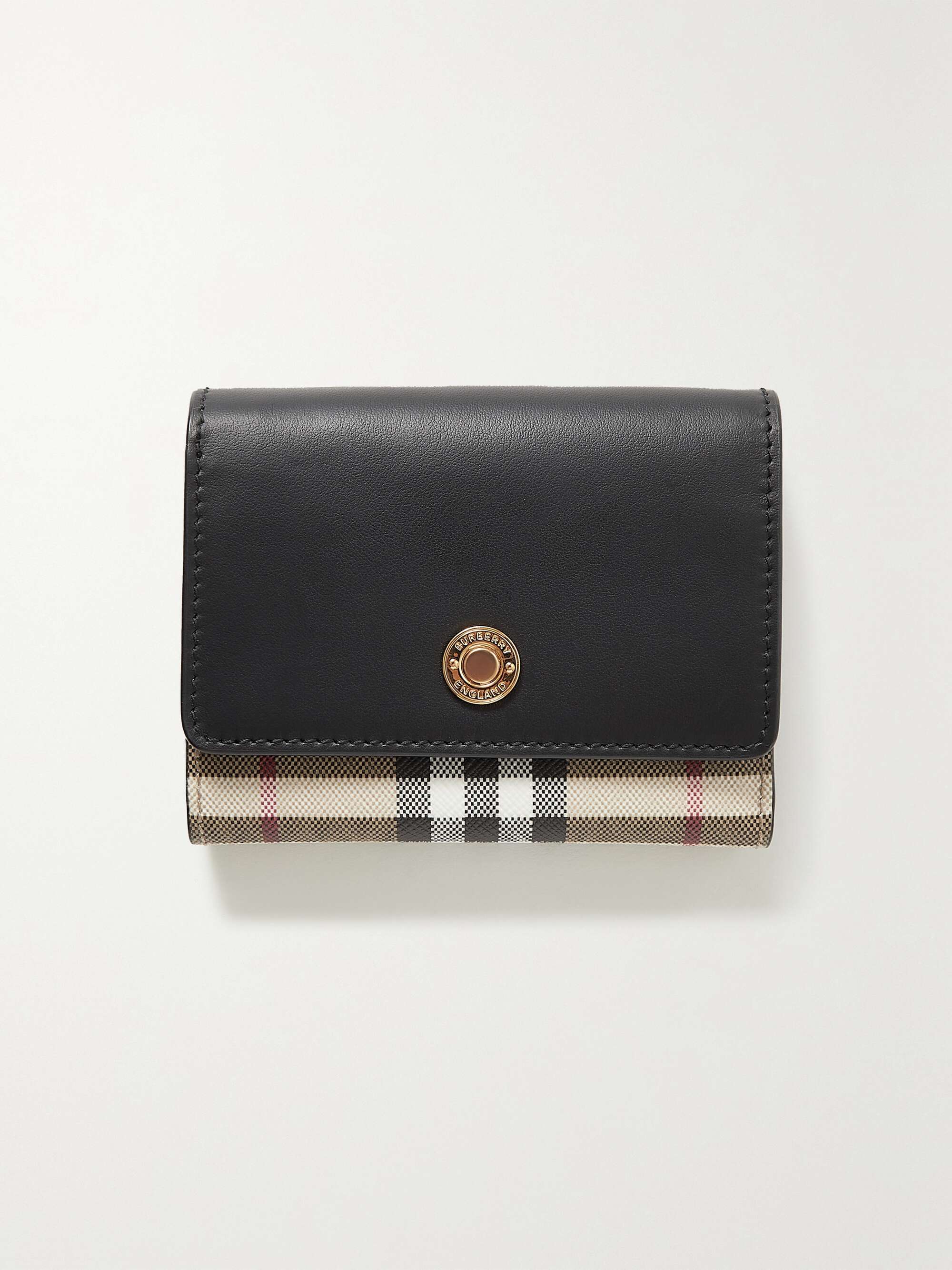 Færøerne tempo Almindelig BURBERRY Leather and checked coated-canvas wallet | NET-A-PORTER