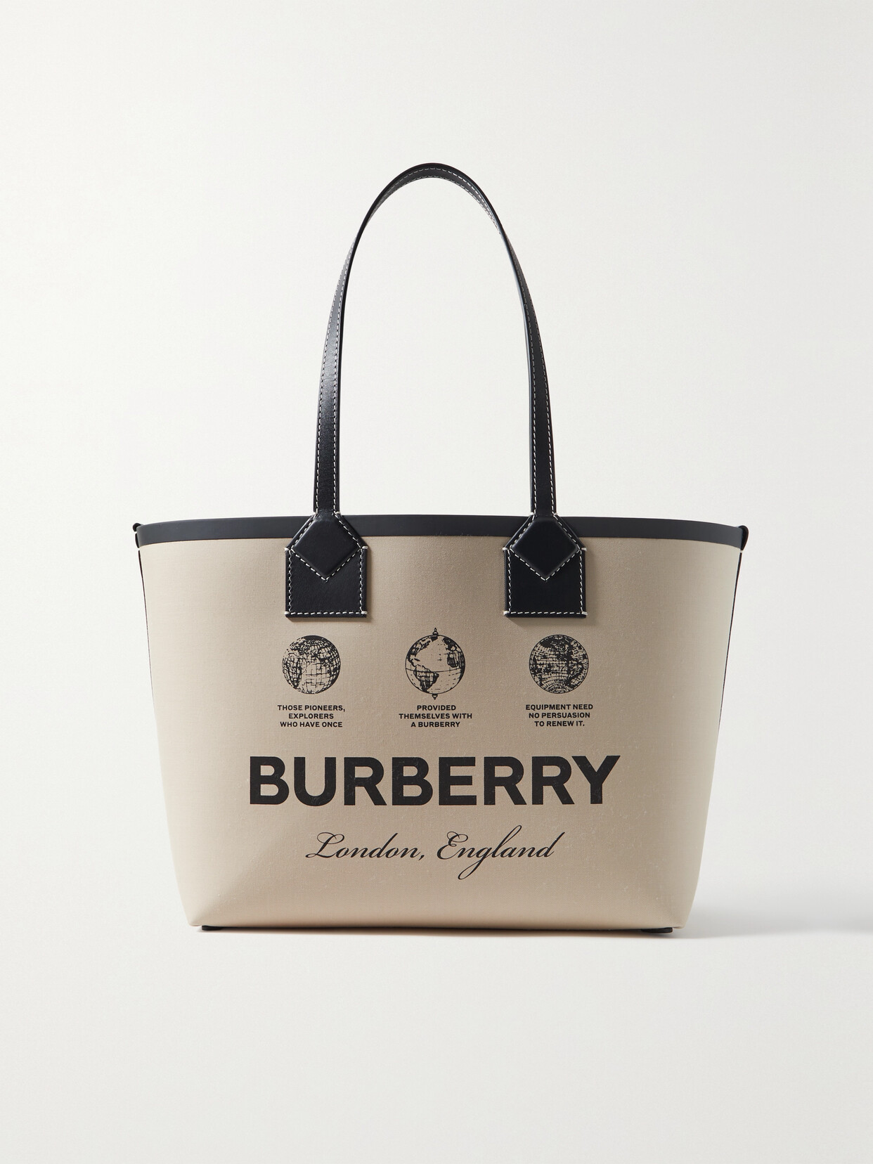 Burberry - Leather-trimmed Printed Twill Tote - White