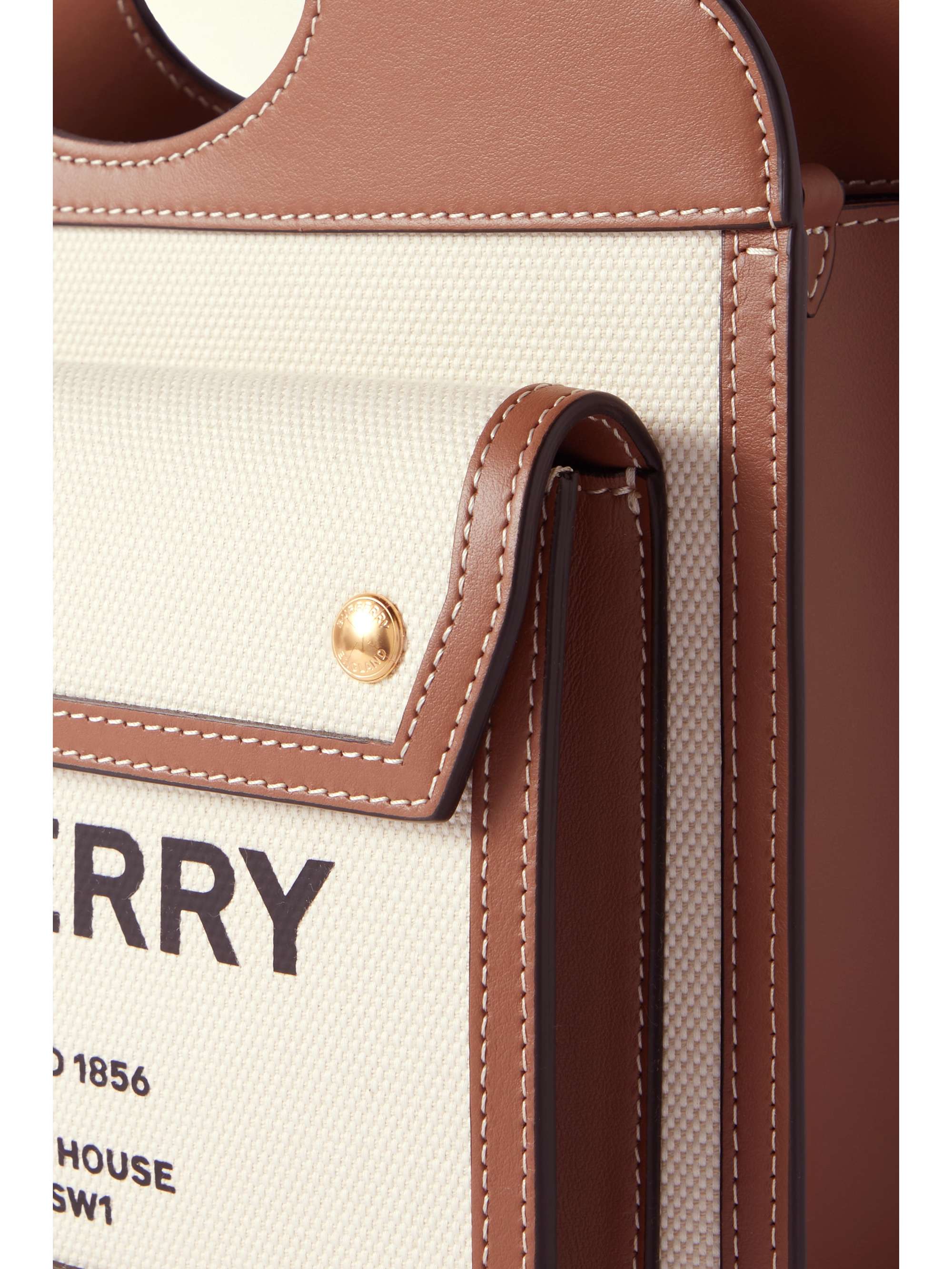 BURBERRY Mini leathertrimmed printed canvas tote NETAPORTER