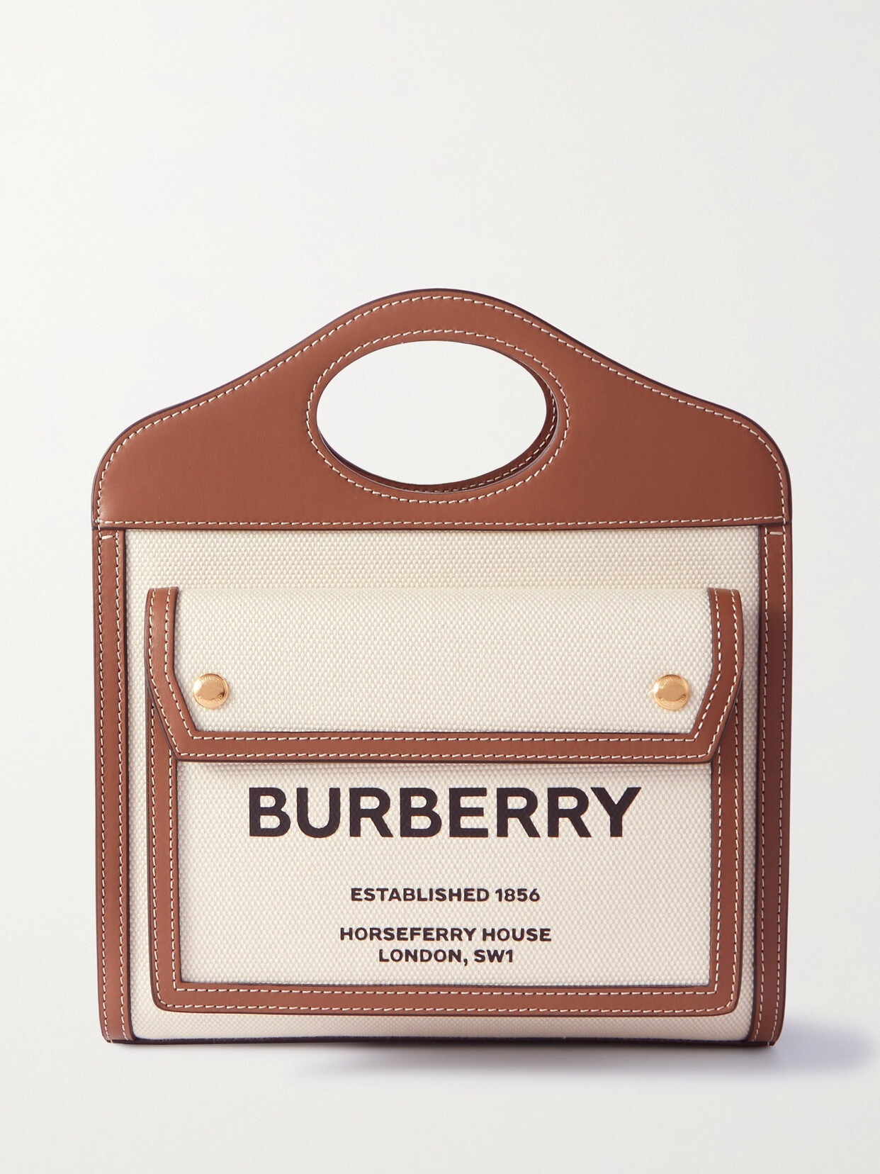 Burberry Mini Leather-trimmed Printed Canvas Tote