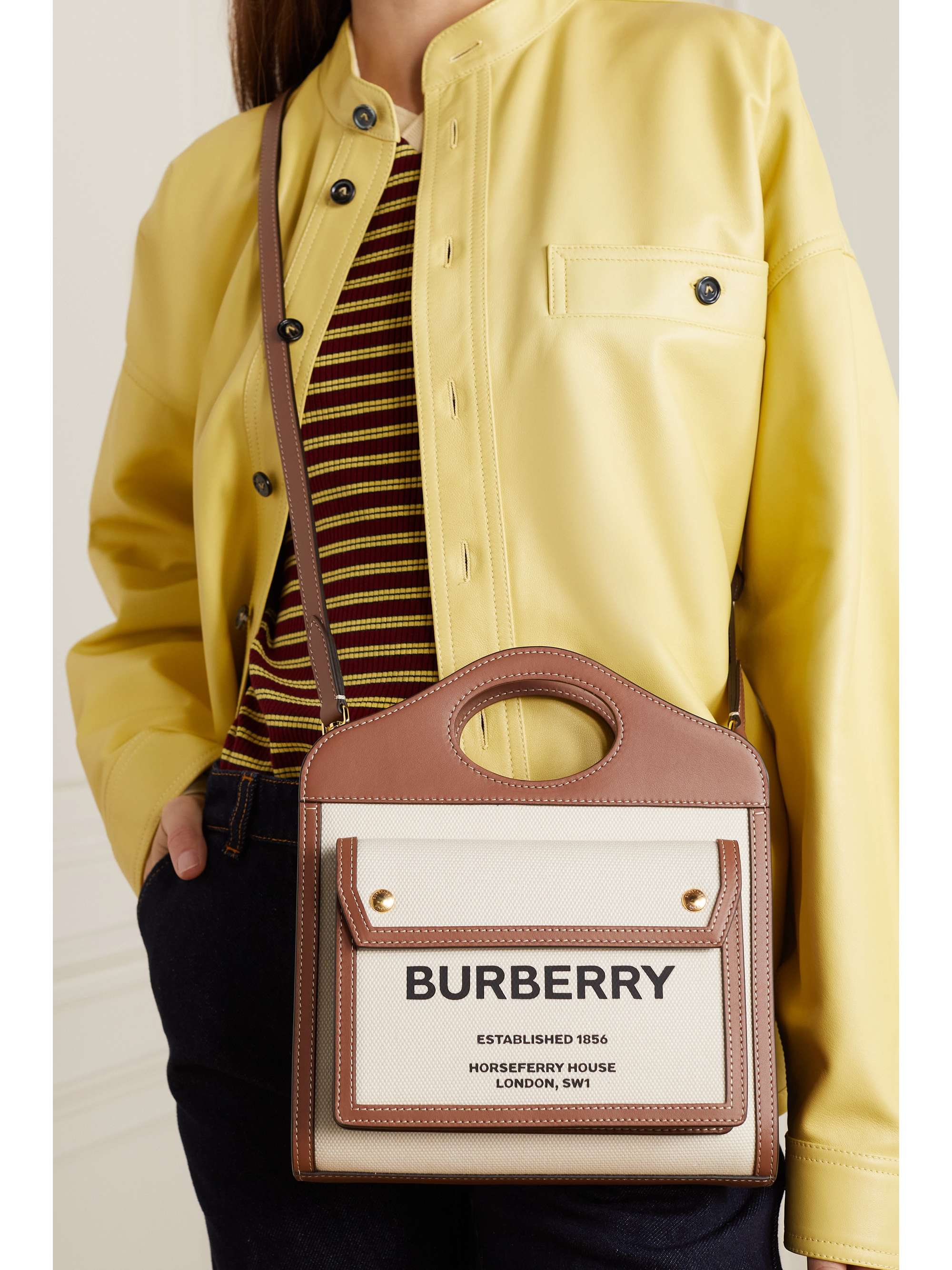 BURBERRY Mini leathertrimmed printed canvas tote NETAPORTER