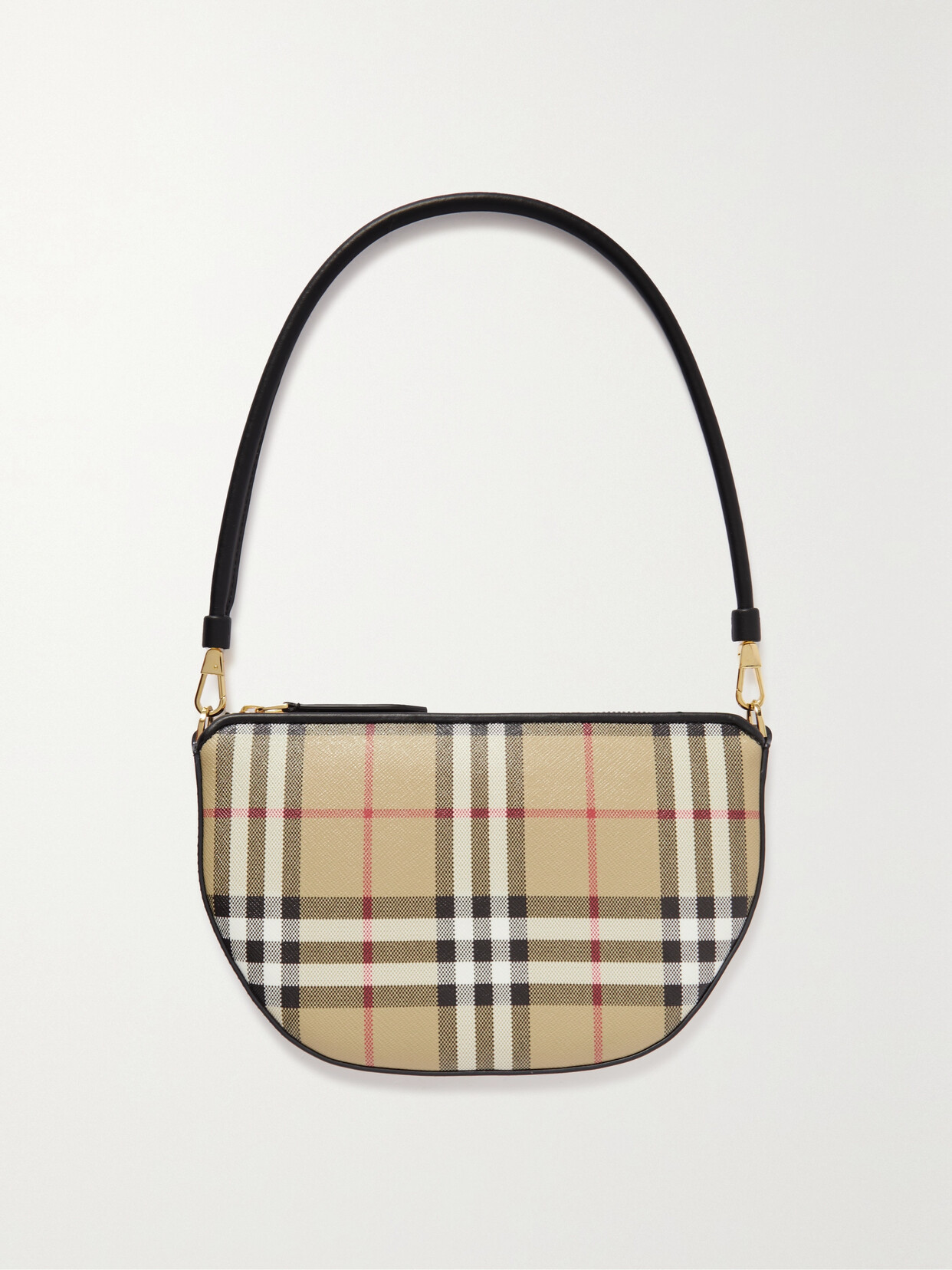 Burberry Leather-trimmed Checked Canvas Shoulder Bag