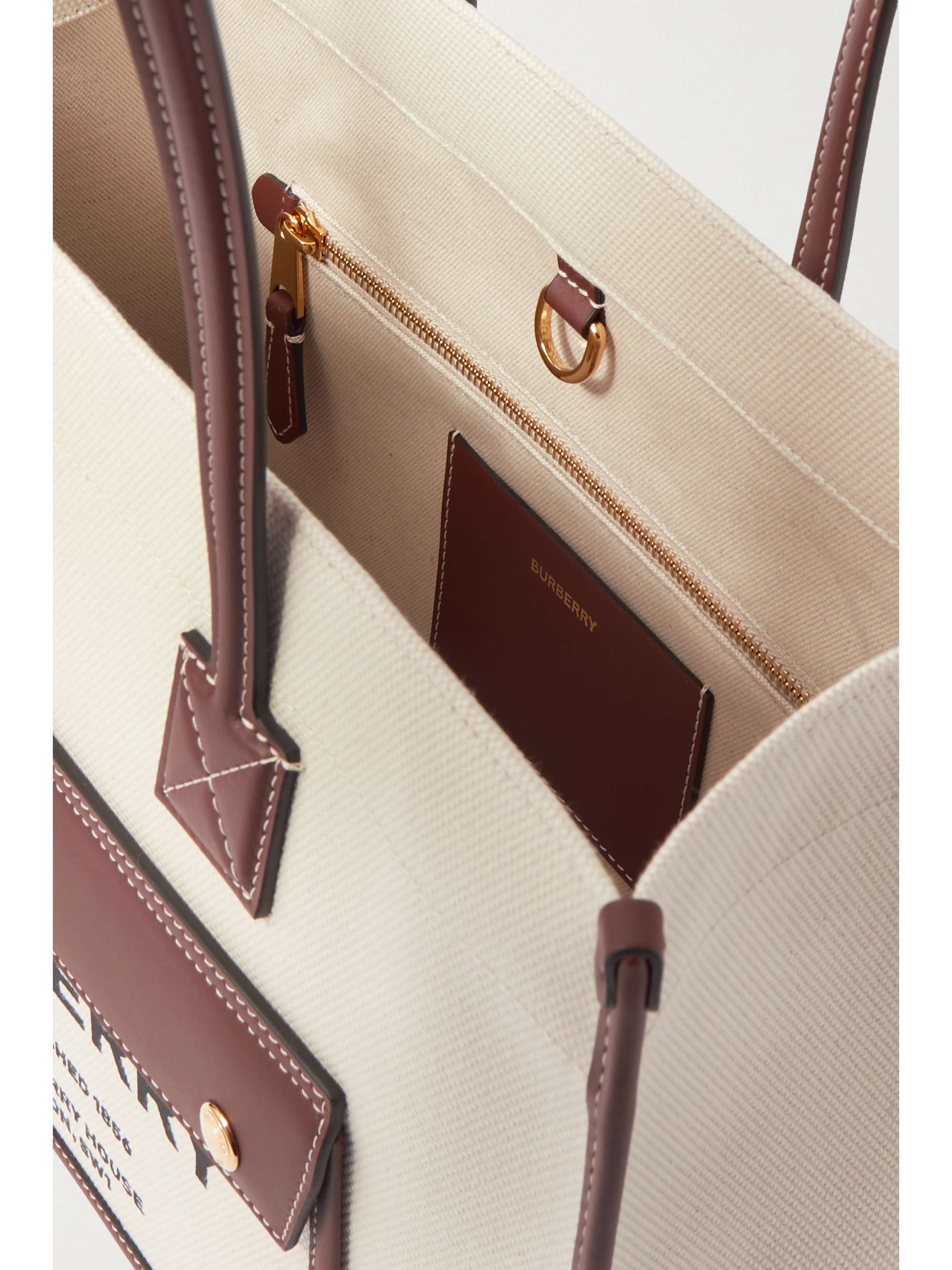 Burberry Small Leather-trimmed Printed Canvas Tote