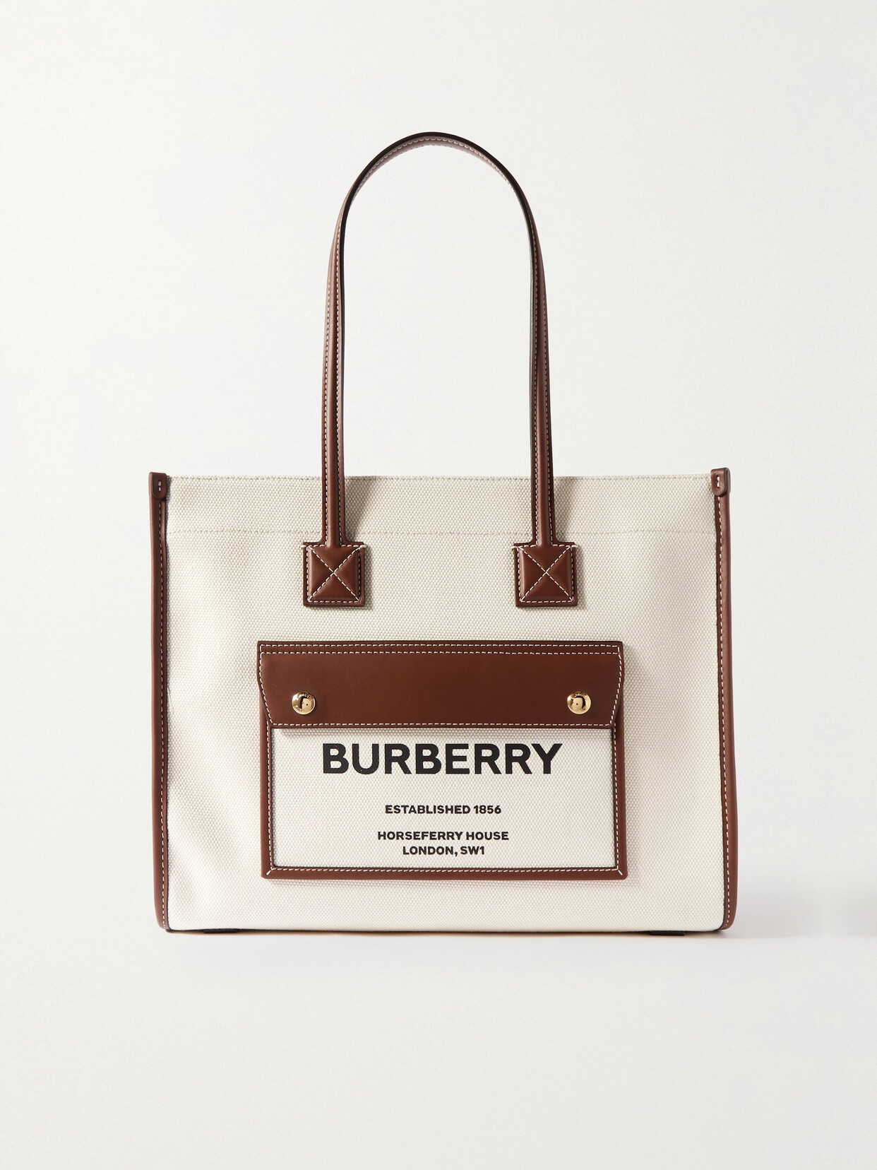 Burberry - Small Leather-trimmed Printed Canvas Tote - Neutrals