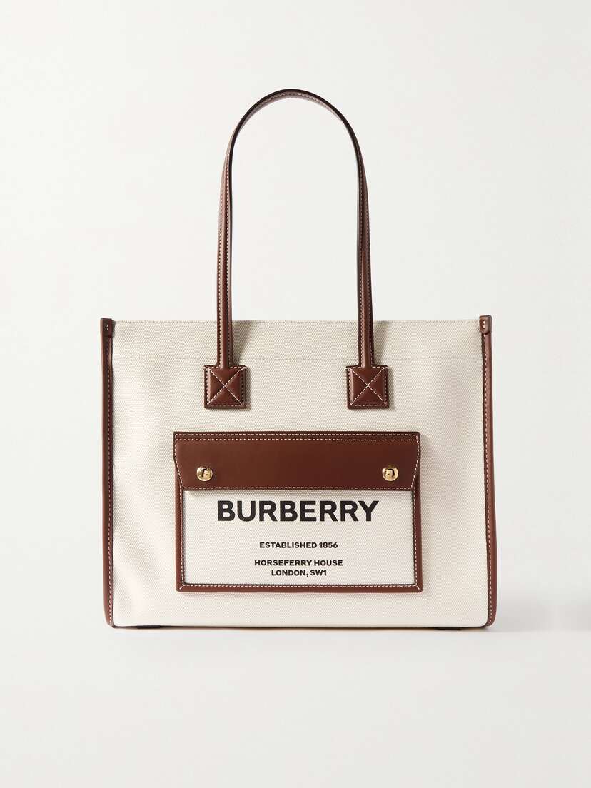 Burberry Small Leather-trimmed Printed Canvas Tote