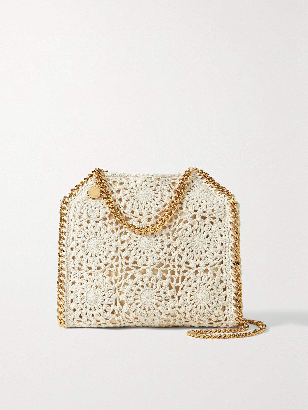 Stella McCartney - Falabella Mini Chain-embellished Crocheted Cotton Tote - Ivory