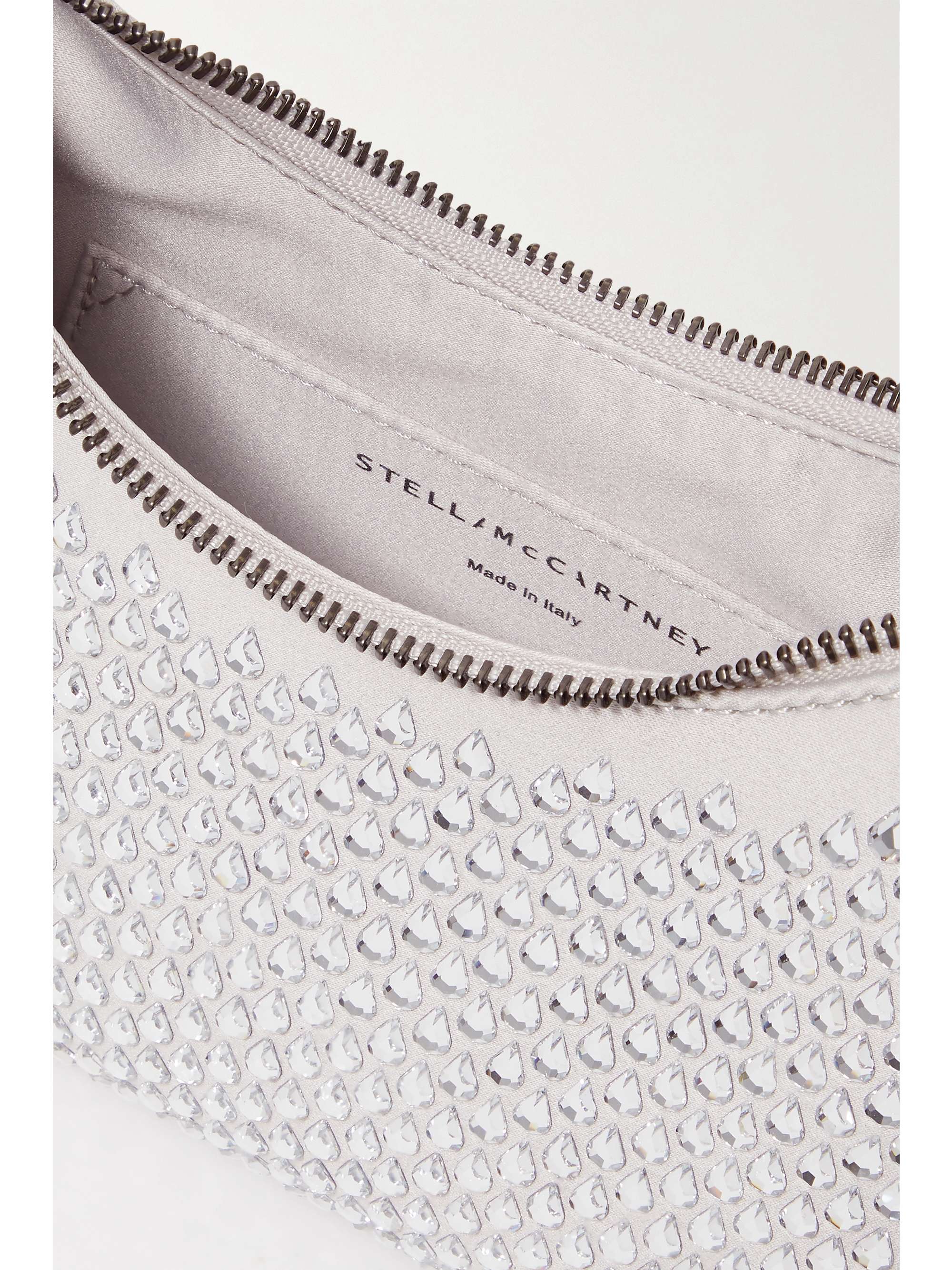 STELLA MCCARTNEY The Falabella Zip mini crystalembellished satin