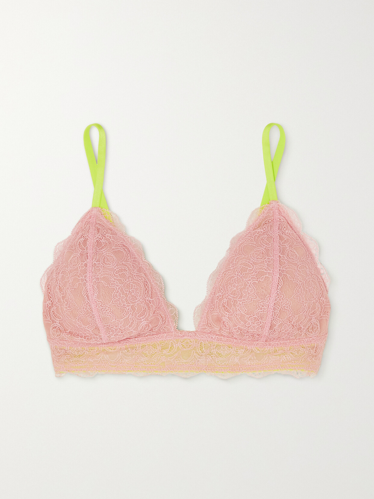 Dora Larsen + Net Sustain Lotte Stretch Recycled-lace Triangle Bra In Pink