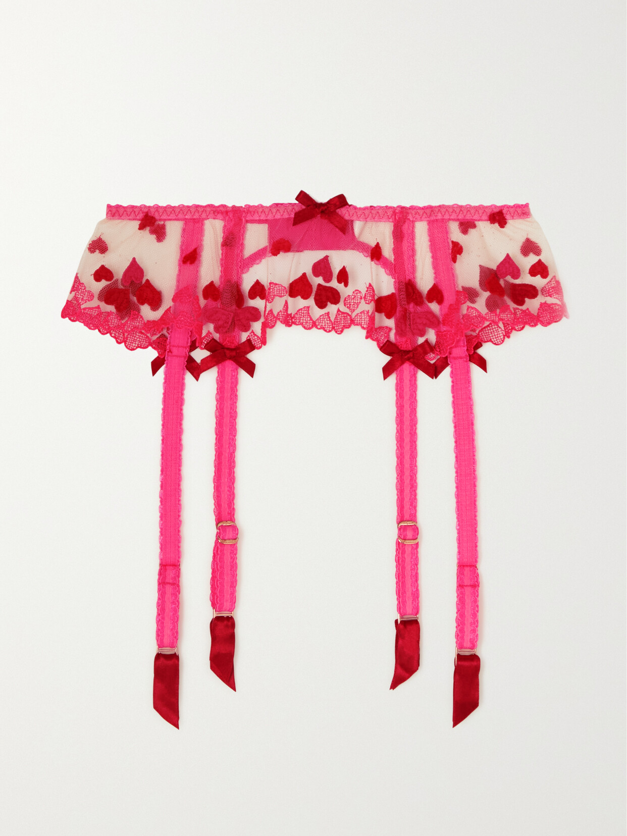 Agent Provocateur - Cupid Embroidered Tulle Suspender Belt - Pink