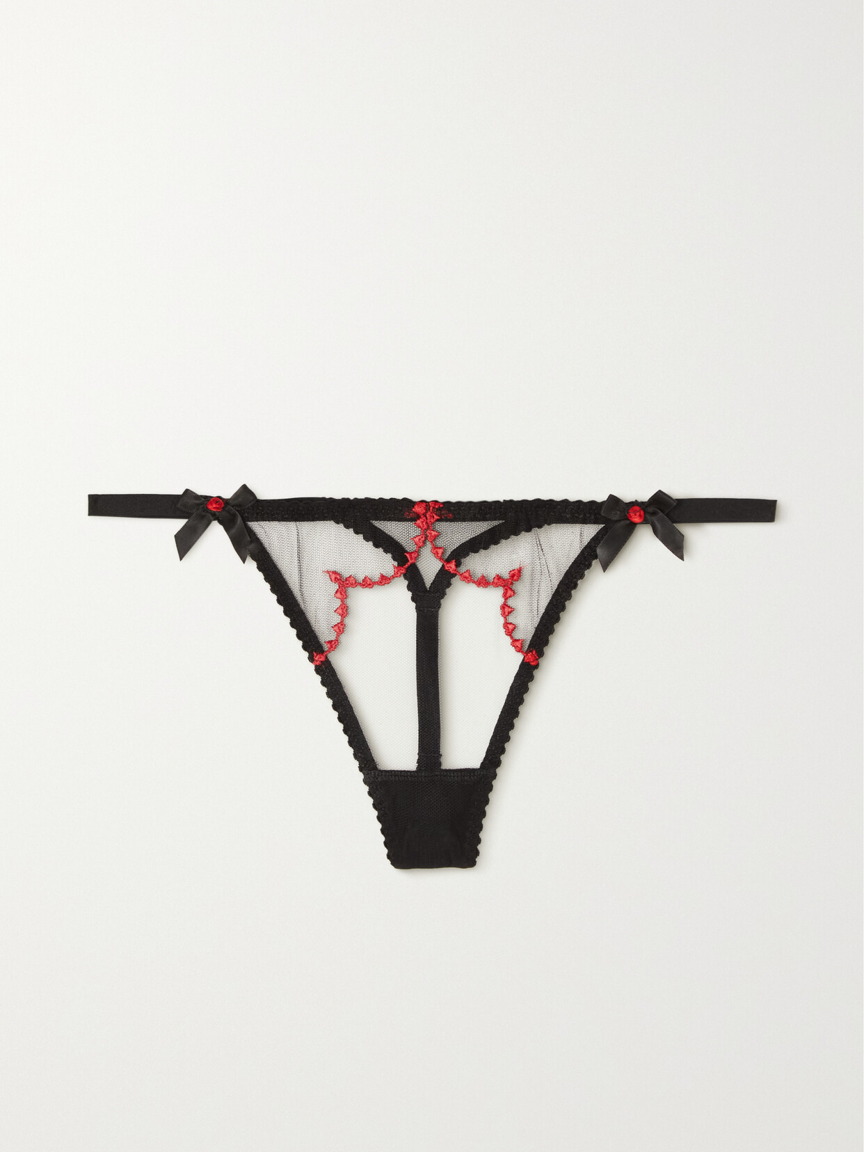 Agent Provocateur - Lornaheart Embroidered Tulle Thong - Black