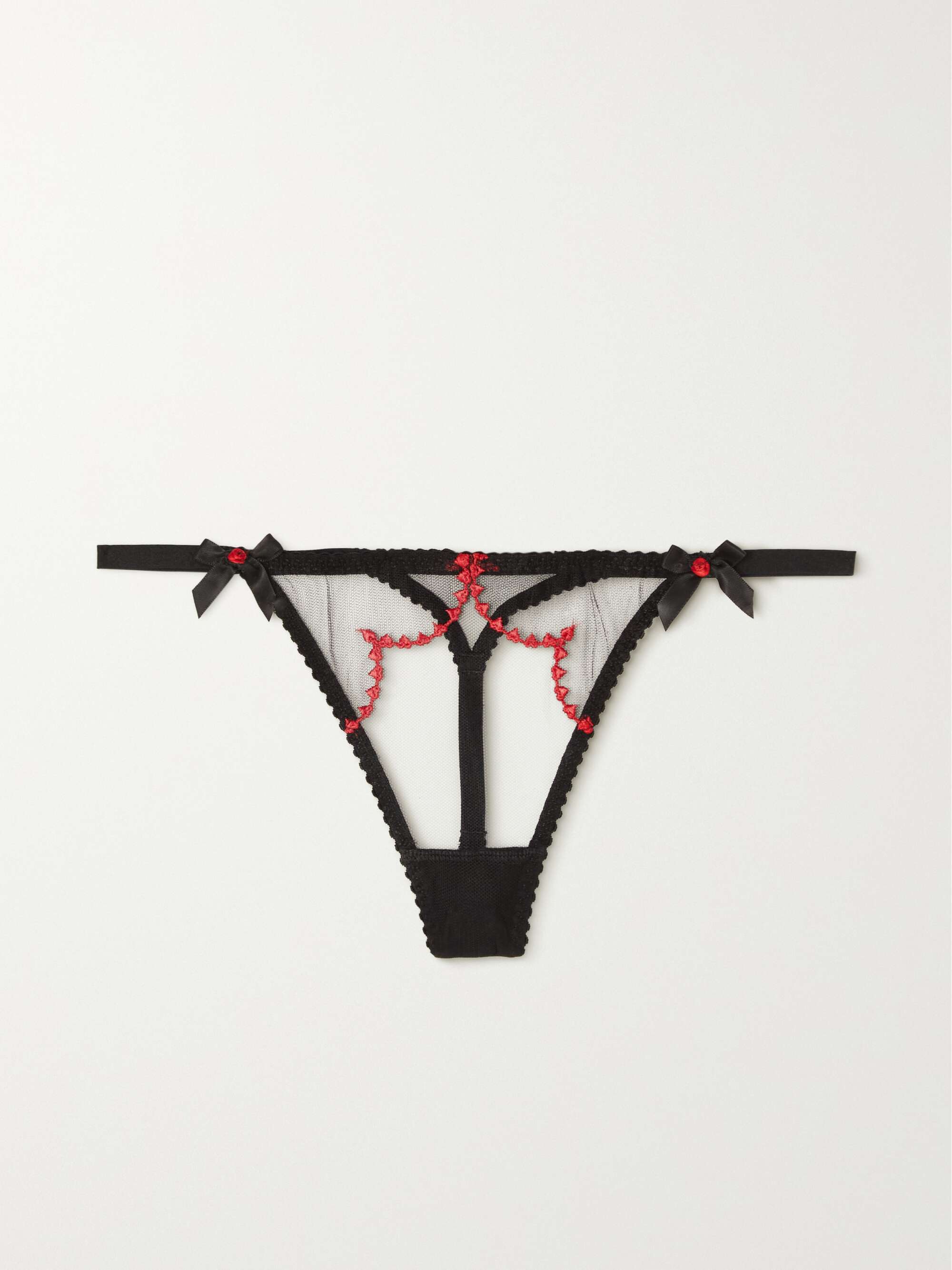 AGENT PROVOCATEUR Lornaheart embroidered tulle thong | NET-A-PORTER PT